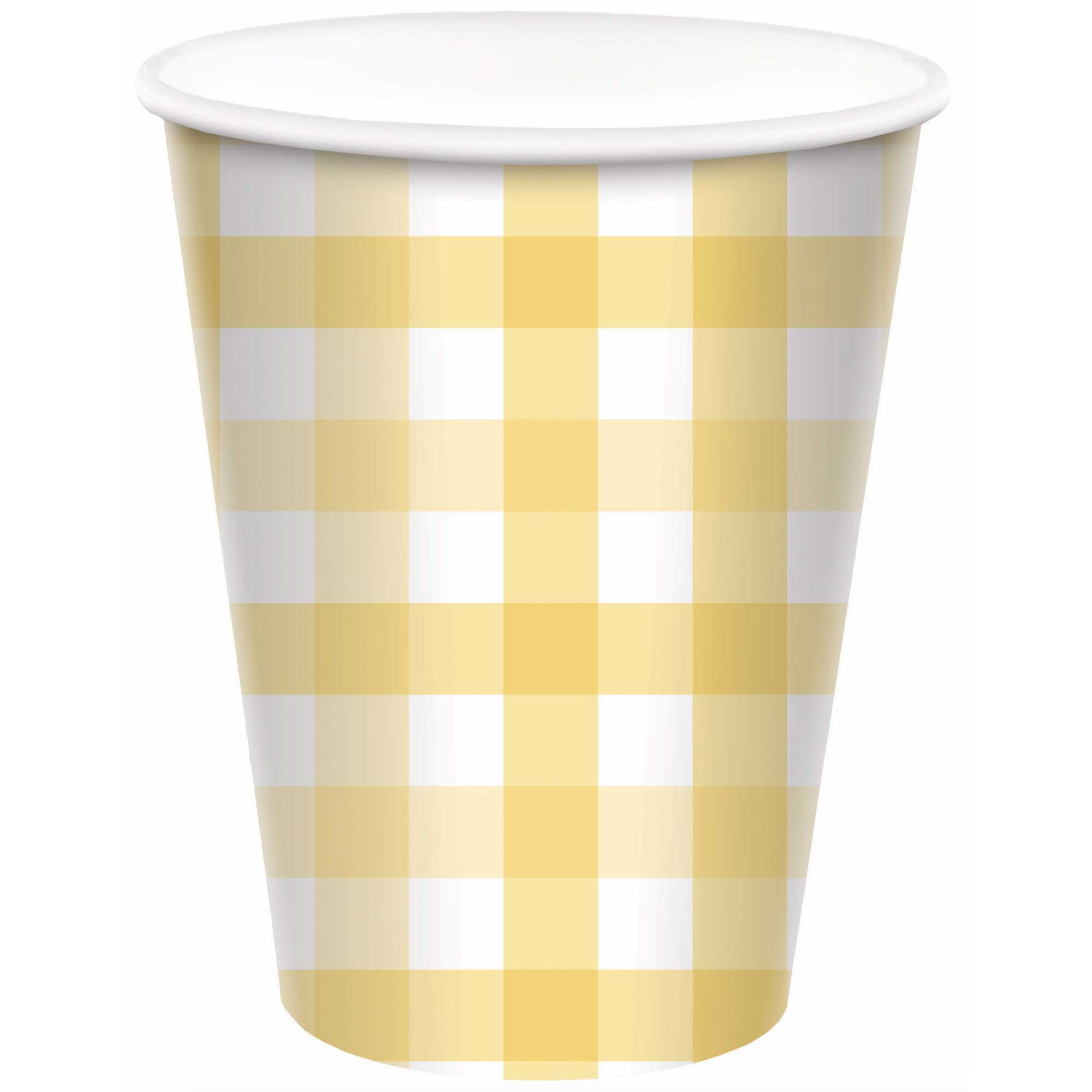 Gingham 266ml Paper Cup Pastel Yellow HC