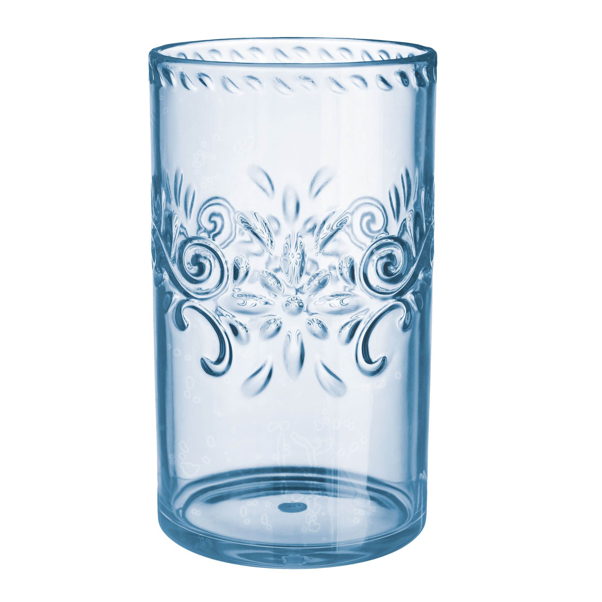 Premium Embossed Blue Floral Highball Tumbler