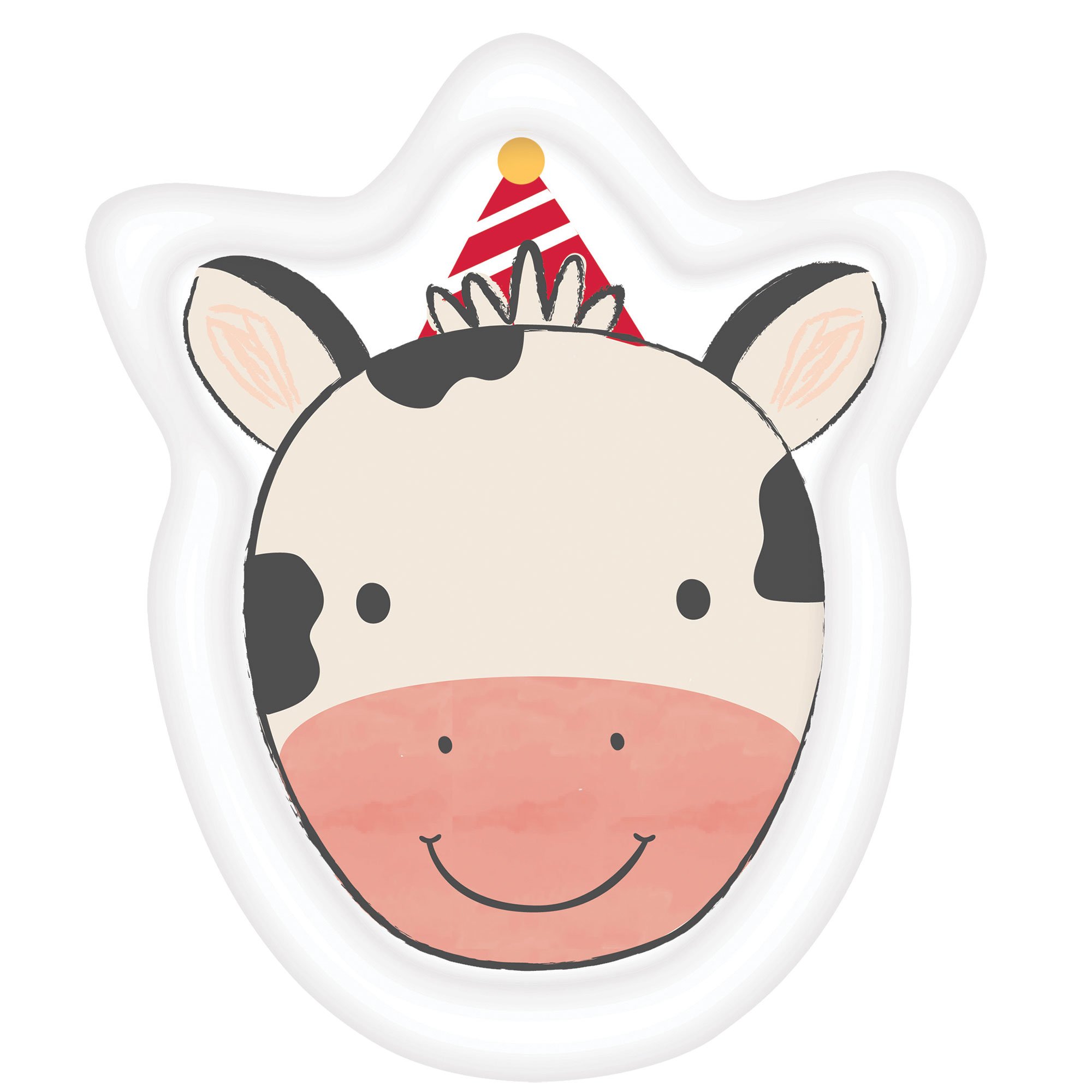 Barnyard Birthday Cow Shaped Paper Plates 22cm x 17cm