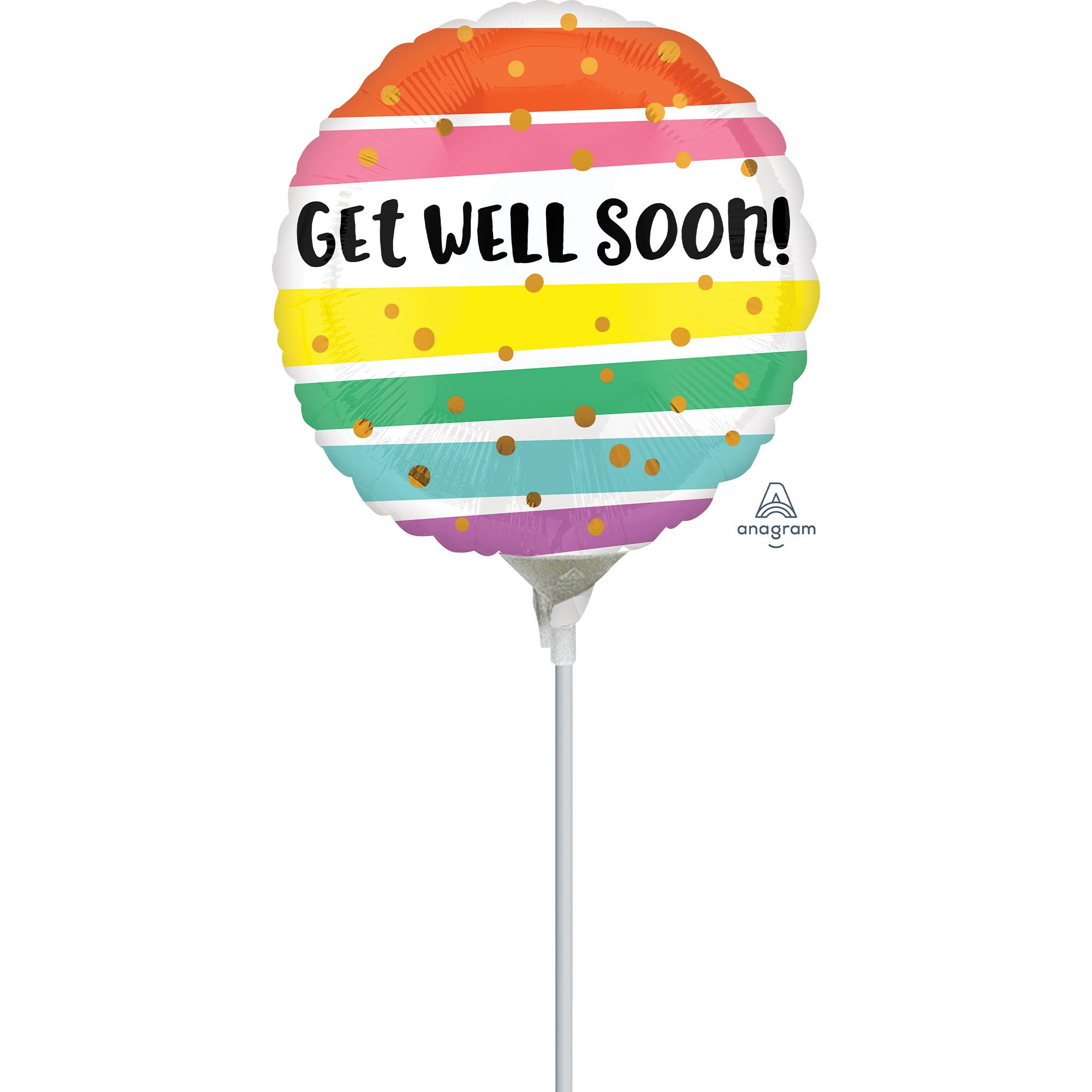22cm Inflated Get Well Soon Bold Stripes A15