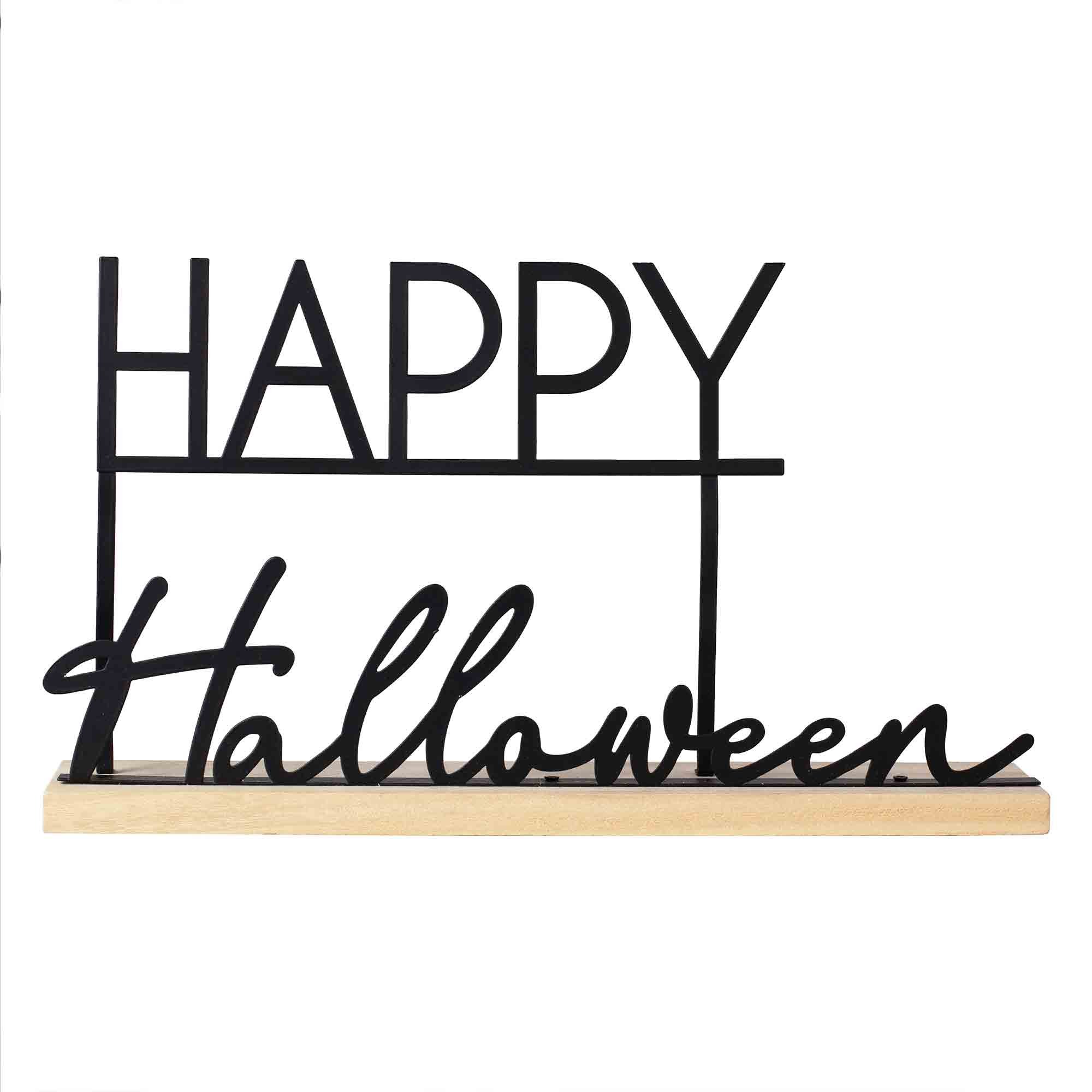 Pumpkin Spice Metal & Wood Happy Halloween Sign