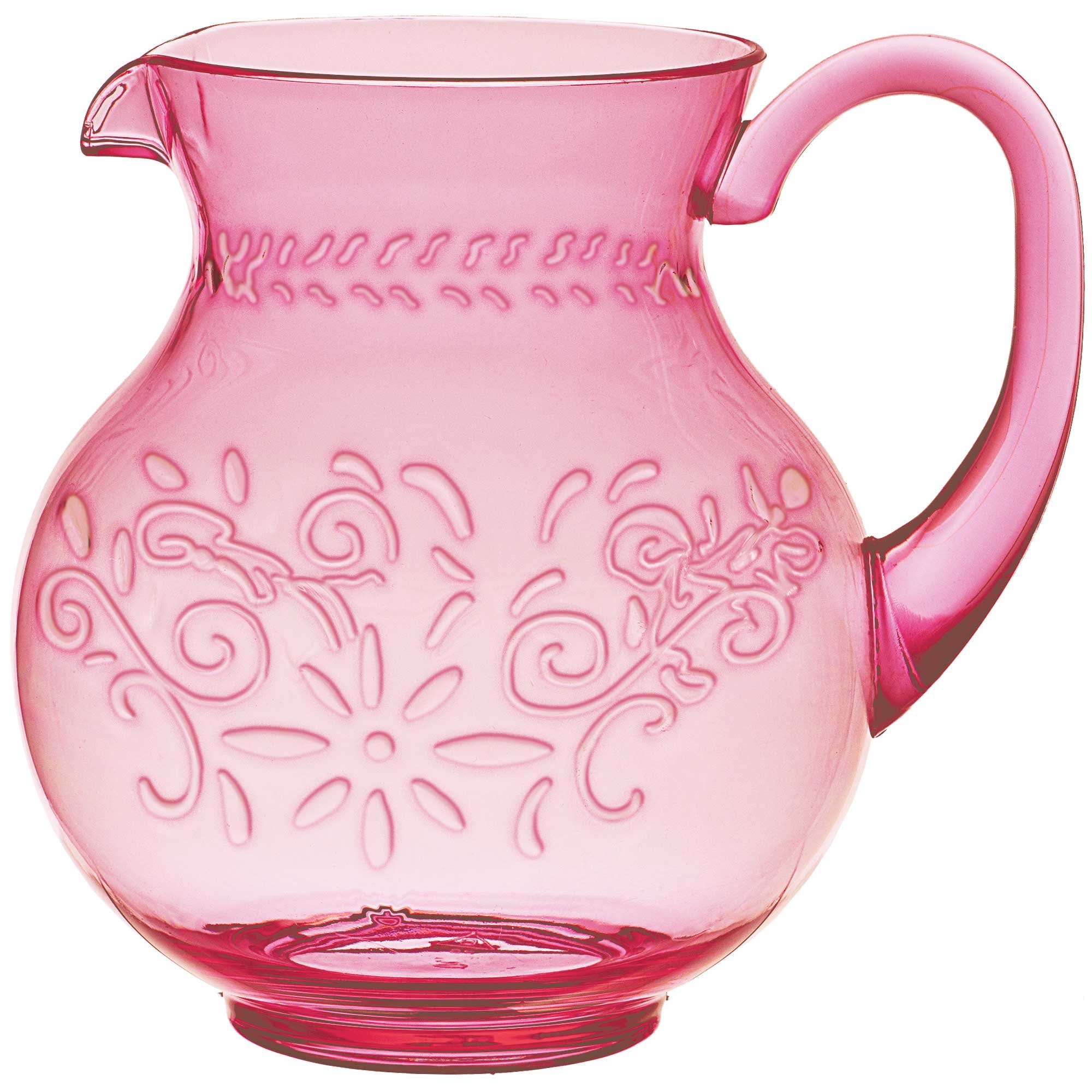 Premium Embossed Pink Floral Pitcher Jug