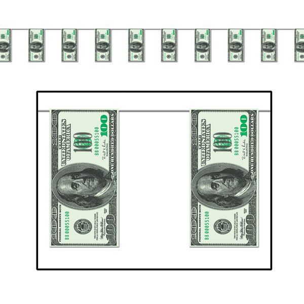 Beistle Pennant Banner One Hundred Dollar Bill