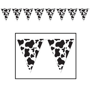 Beistle Pennant Flag Banner Cow Print