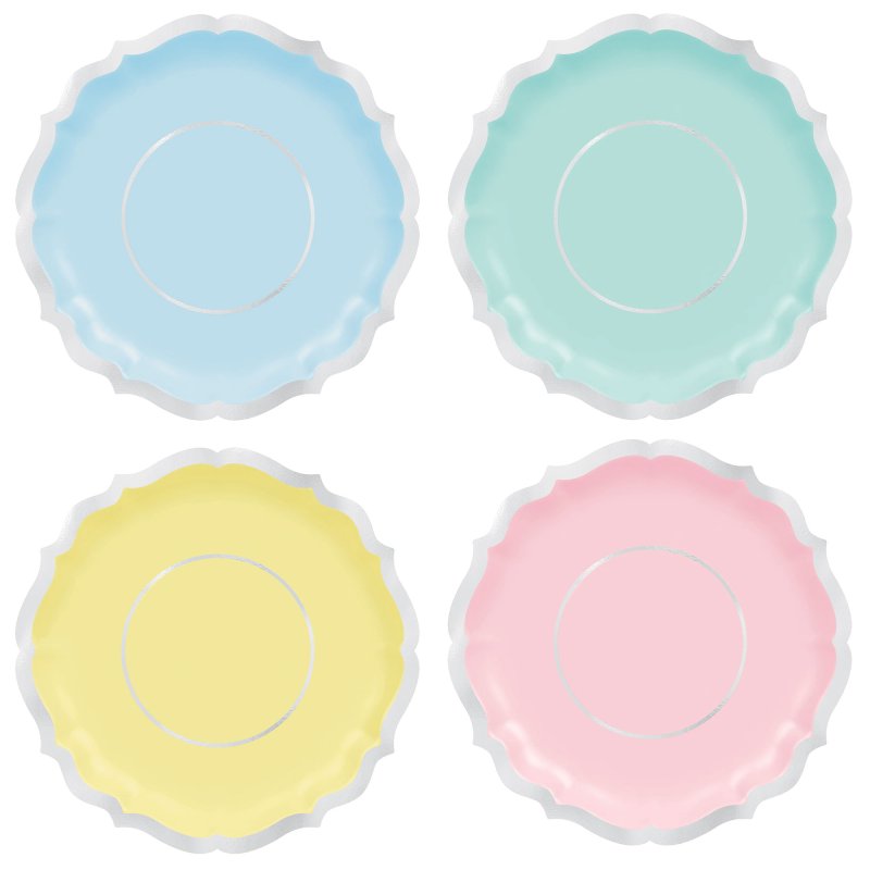 "Pretty Pastels 7"" / 17cm Shaped Foil Paper Plates Amscan Asia Pacific