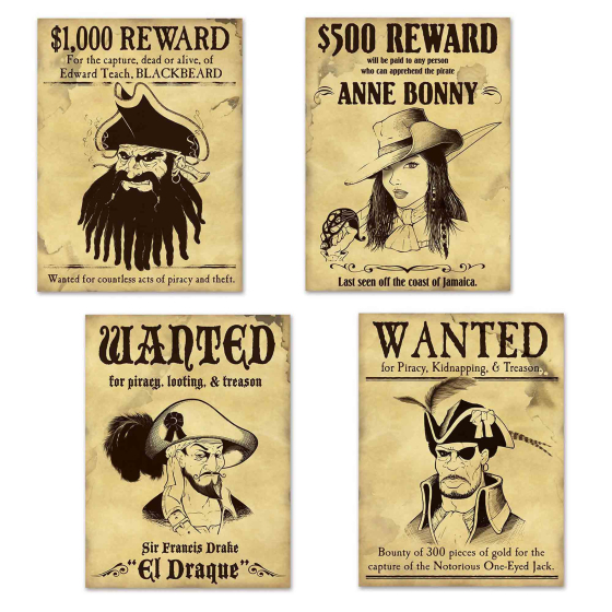 Beistle Pirate Wanted Sign Cutouts