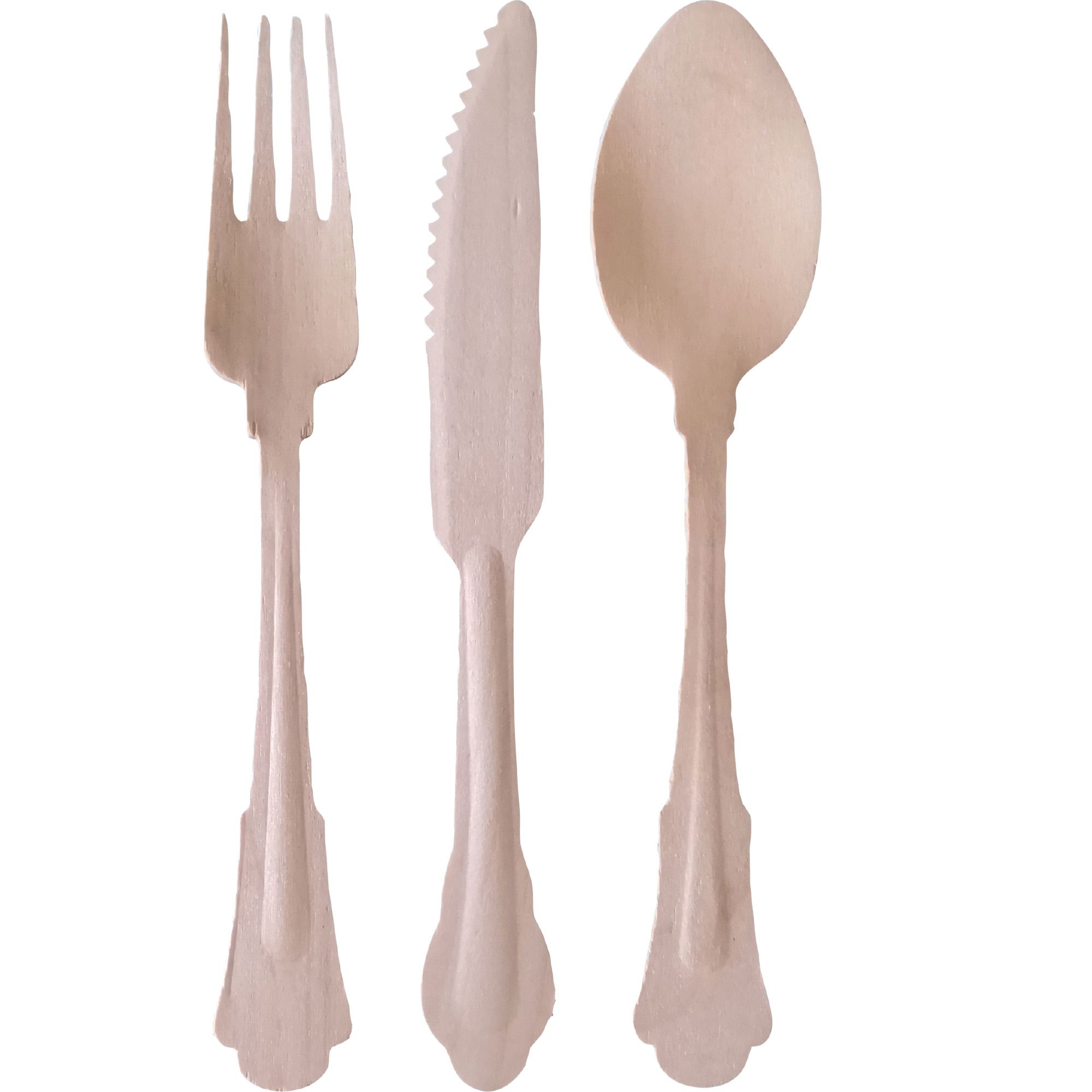 Wooden Cutlery Set 24Pk Fan Natural
