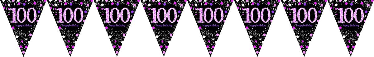 Pink Celebration 100 Prismatic Pennant Banner - Plastic