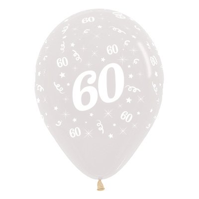 Sempertex 30cm Age 60 Crystal Clear Latex Balloons, 25PK