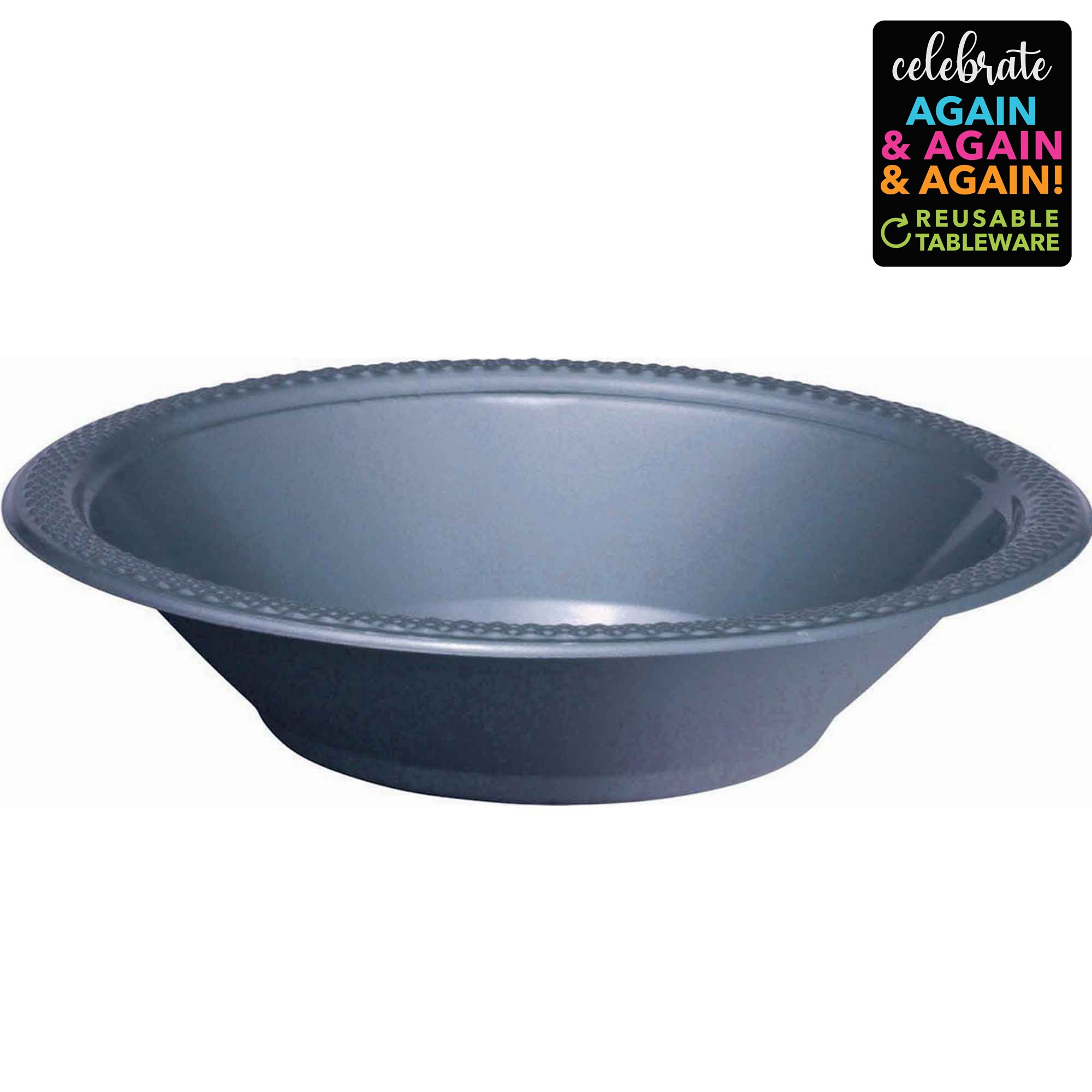 Premium Plastic Bowls 355ml 20 Pack - Silver