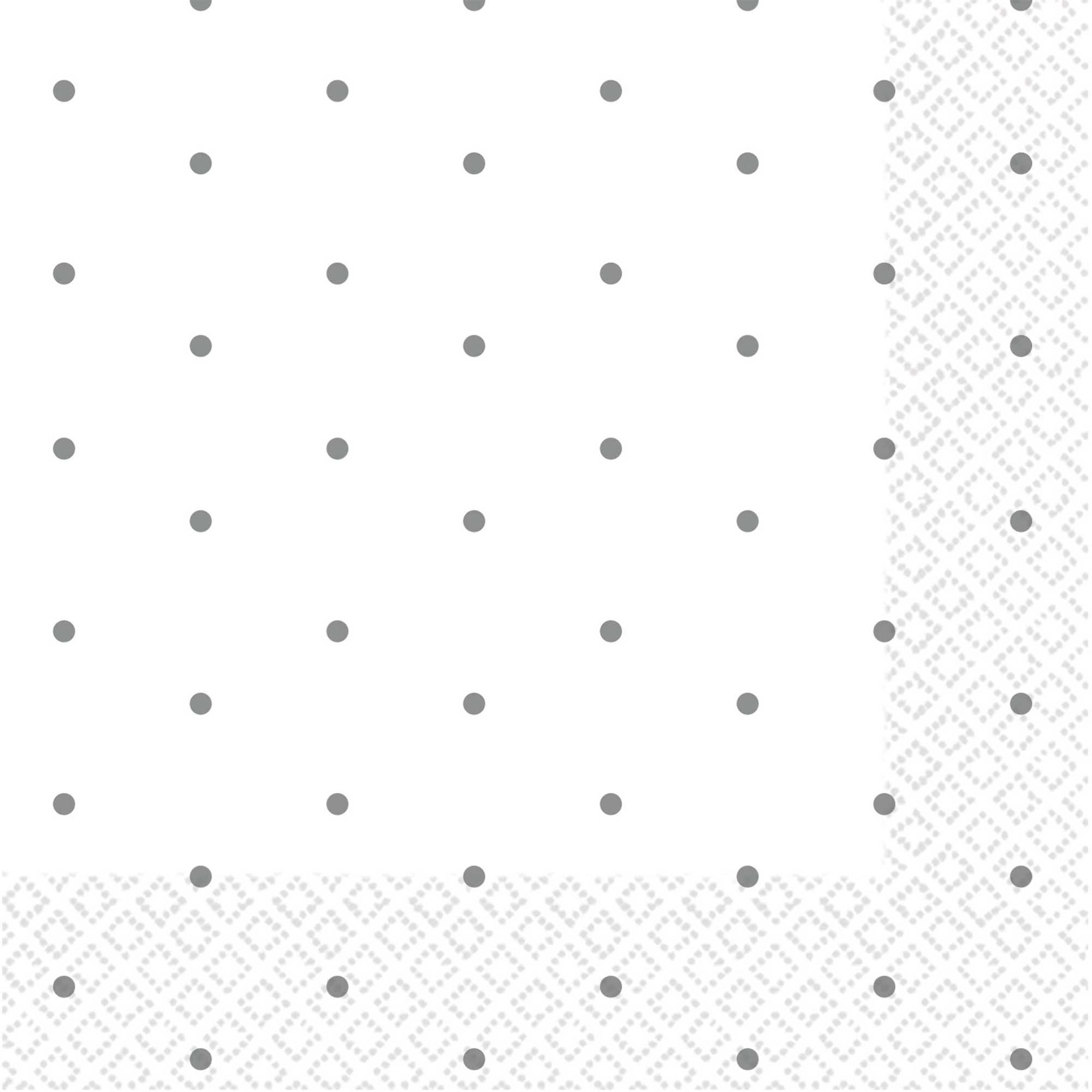 Dots Beverage Napkins 16 Pack 2 PLY -  Silver
