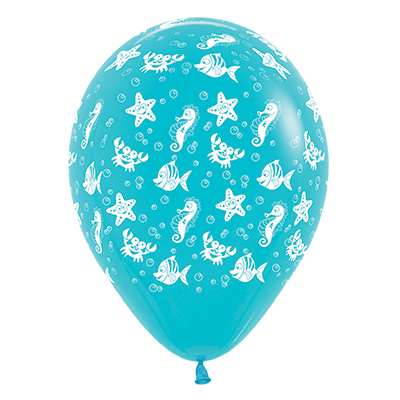 Sempertex 30cm Sea Creatures Fashion Caribbean Blue Latex Balloons, 6PK