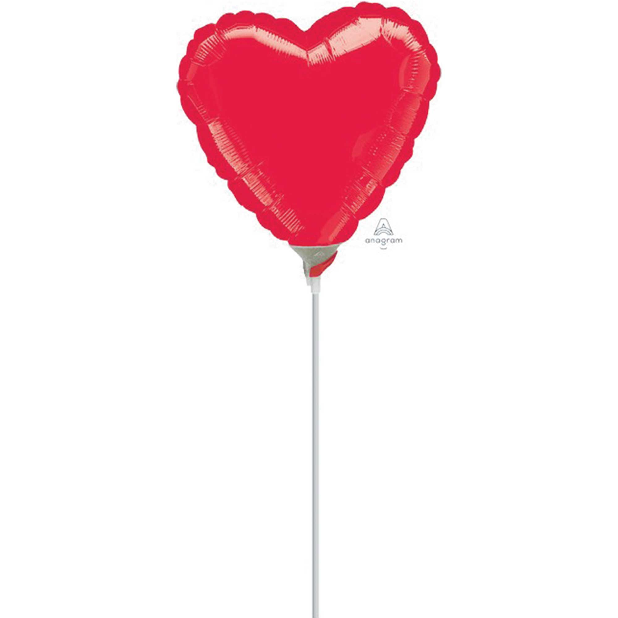 22cm Inflated Heart Metallic Red A10