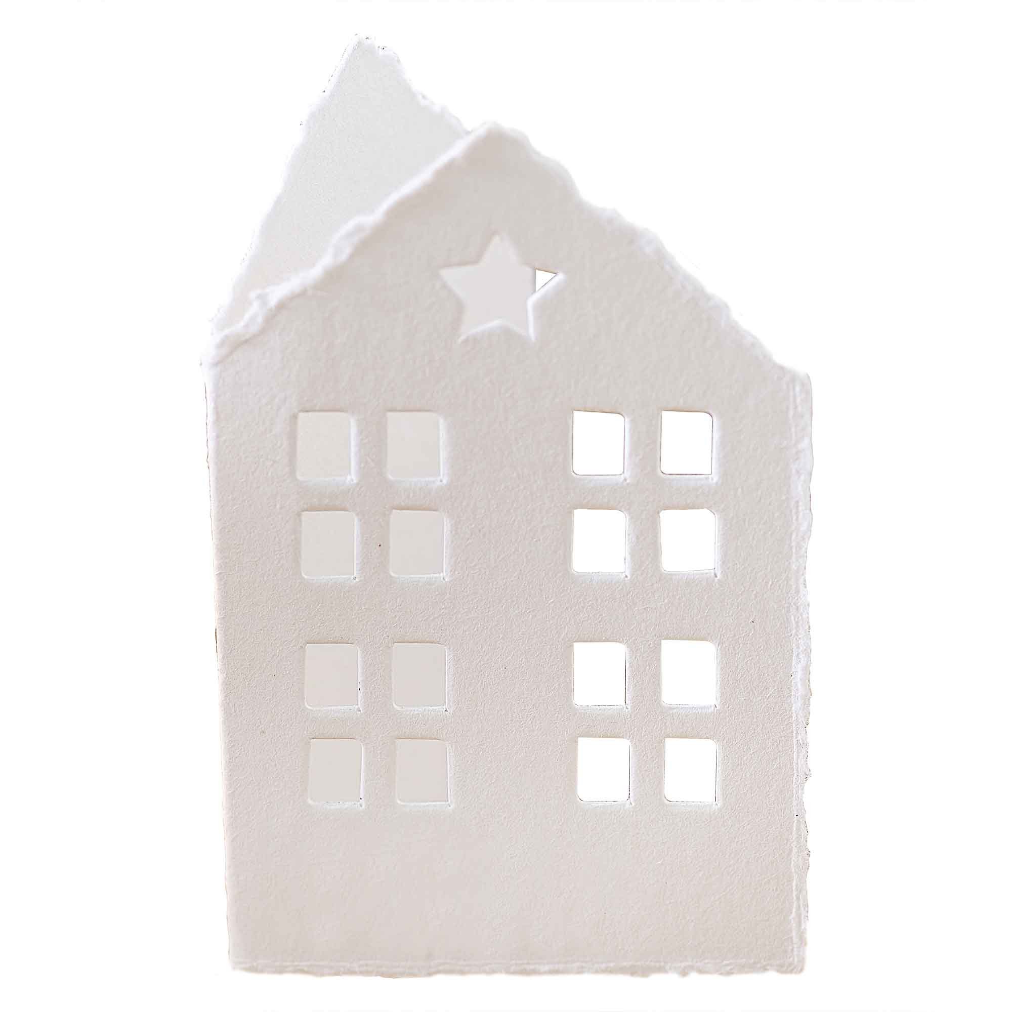 White Christmas Cotton Paper House Place Cards