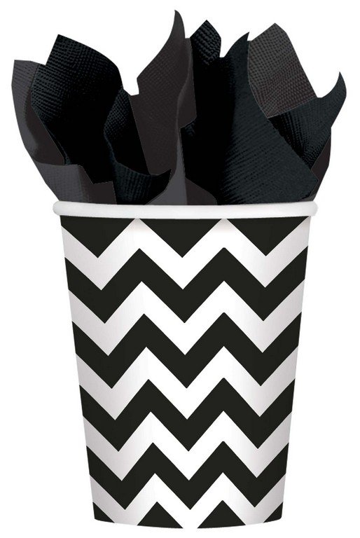 Chevron 266ml Paper Cups Jet Black