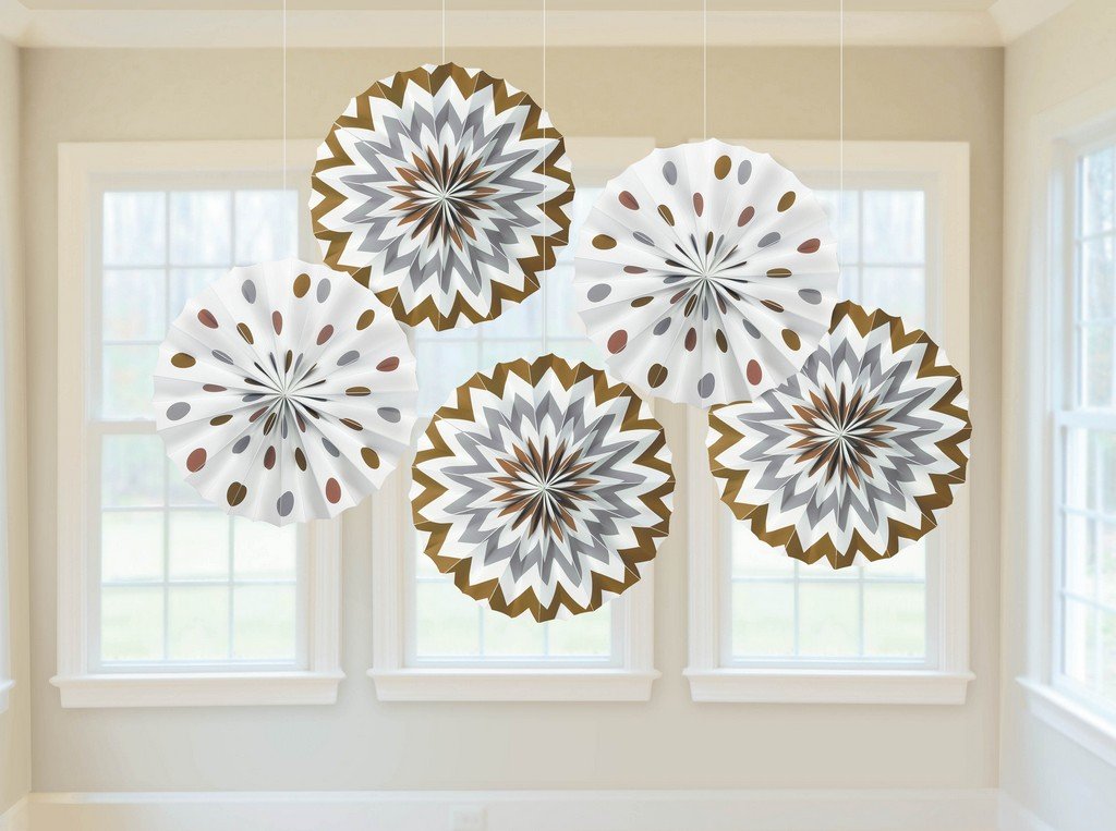 Fan Decorations Printed Paper  Mixed Metallic