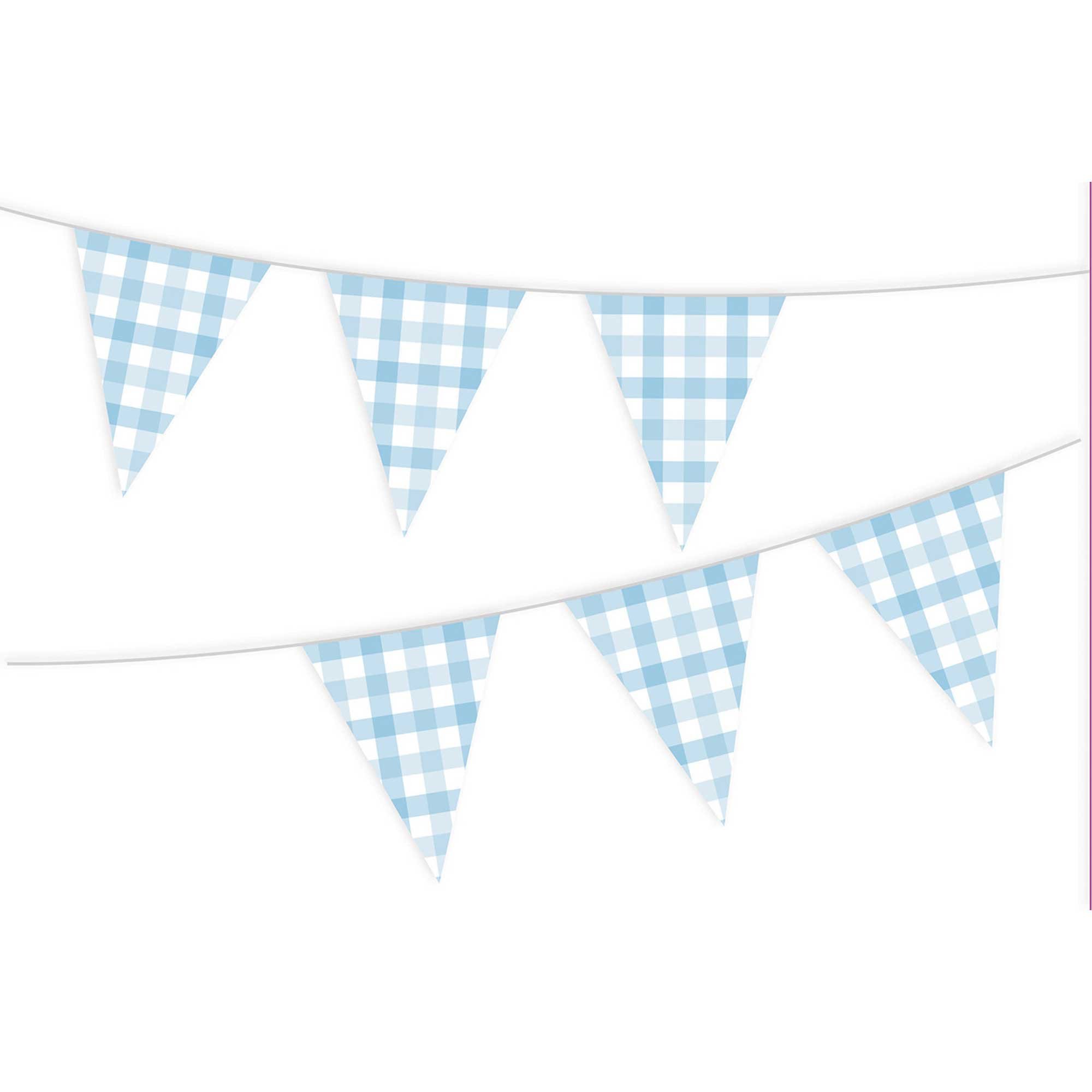 Gingham Paper Bunting Pastel Blue