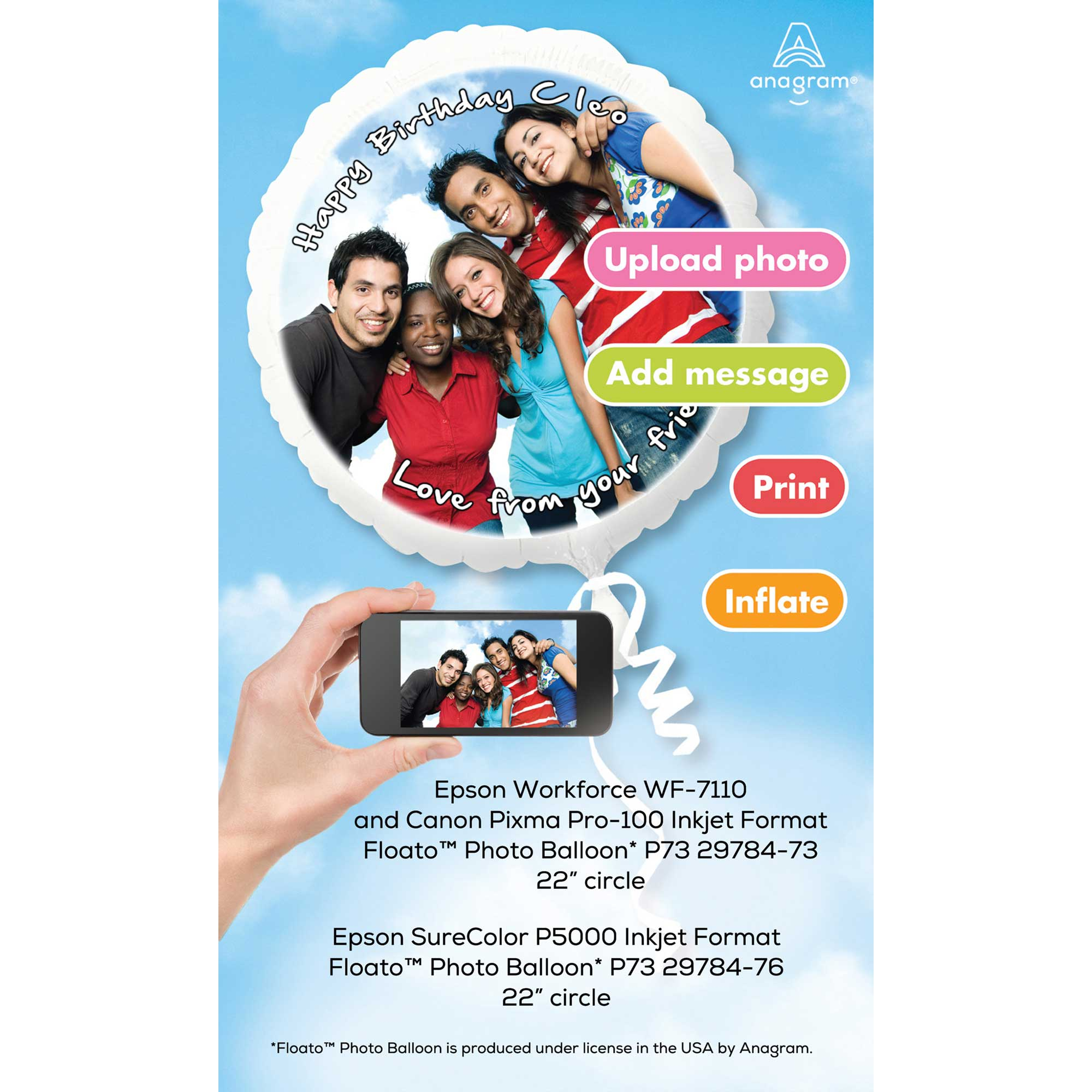 "Floato Balloon 22""/55cm for Canon Pro 100 Printer P73                                                                         