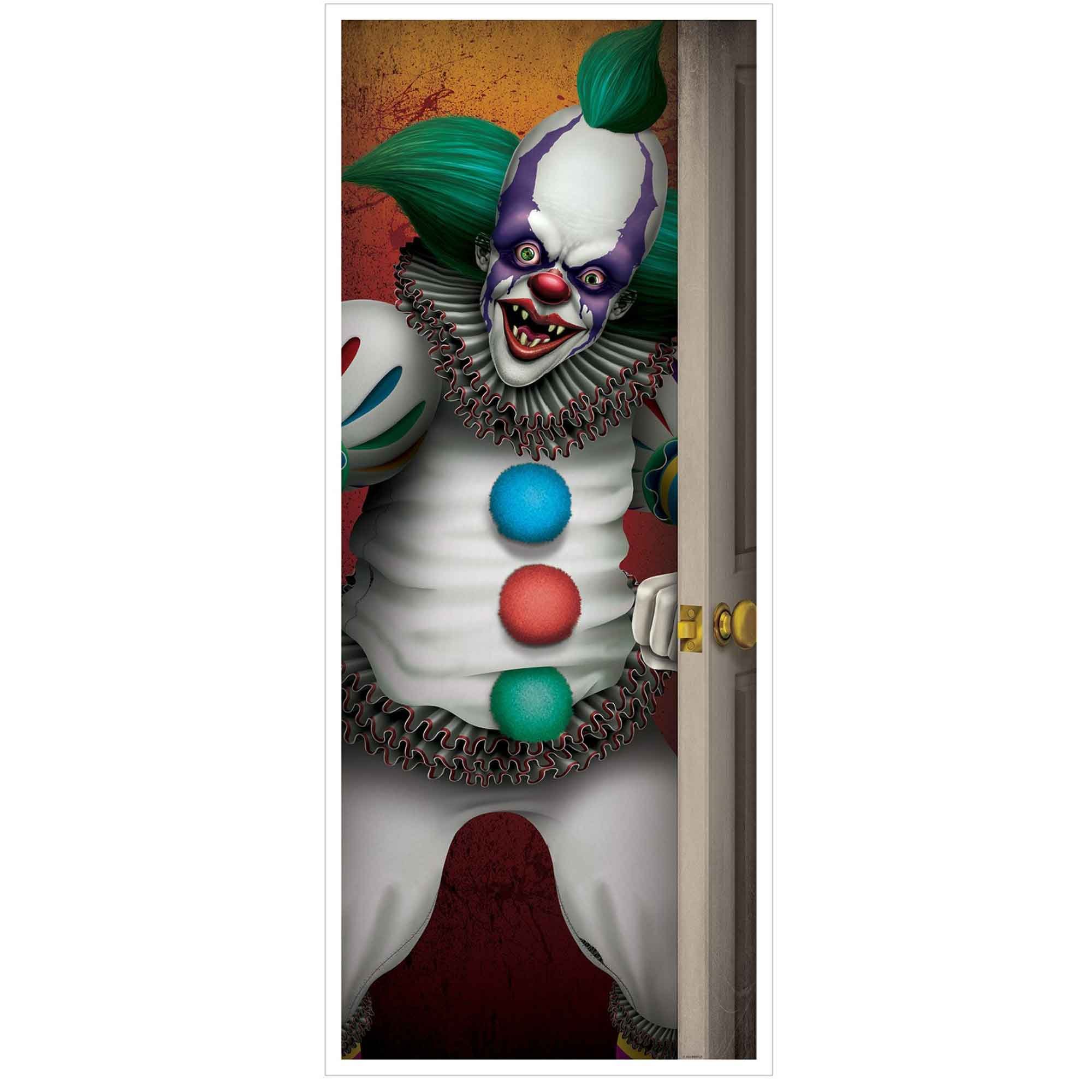 Beistle Creepy Clown Door Cover