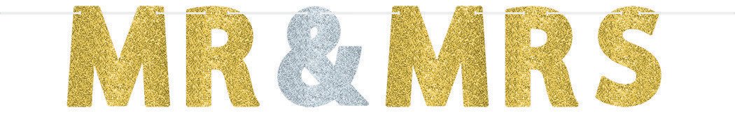 Mr. & Mrs. Letter Banner - Glitter Paper