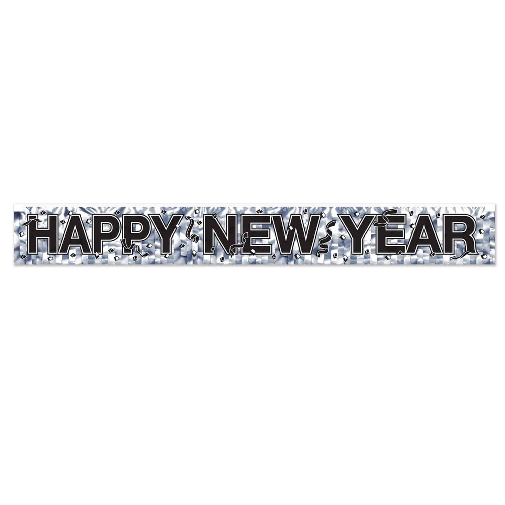 Beistle Metallic Happy New Year Fringe Banner Silver