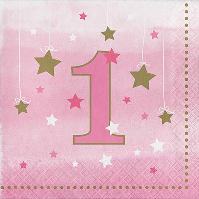 One Little Star Girl Lunch Napkins 1st Birthday