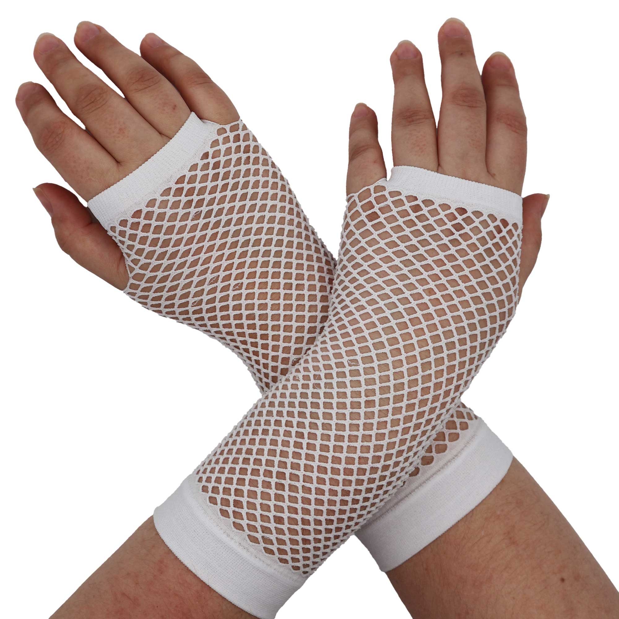Team Spirit Medium Fishnet Gloves White 14+