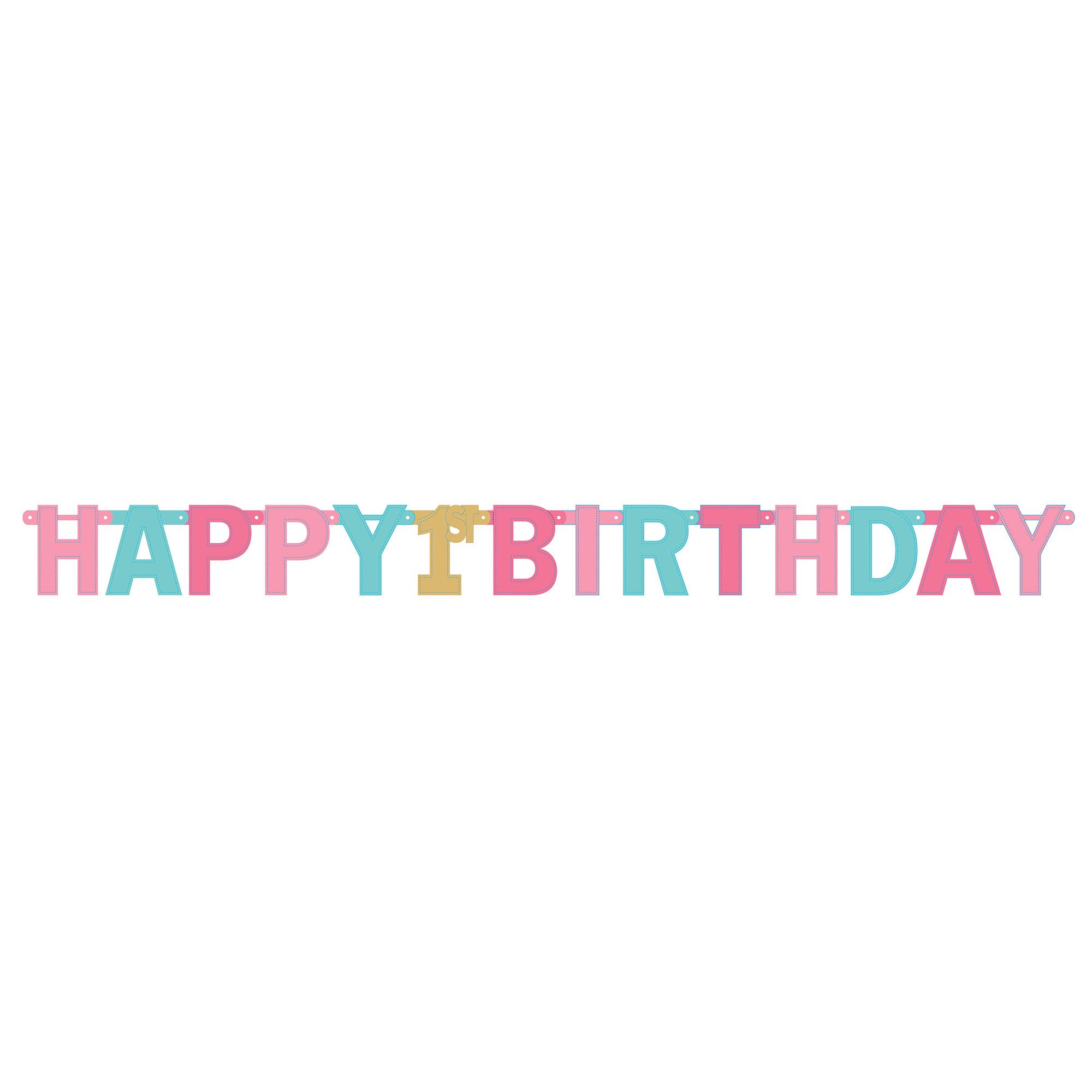 1st Birthday Pink Jumbo Foil Letter Banner