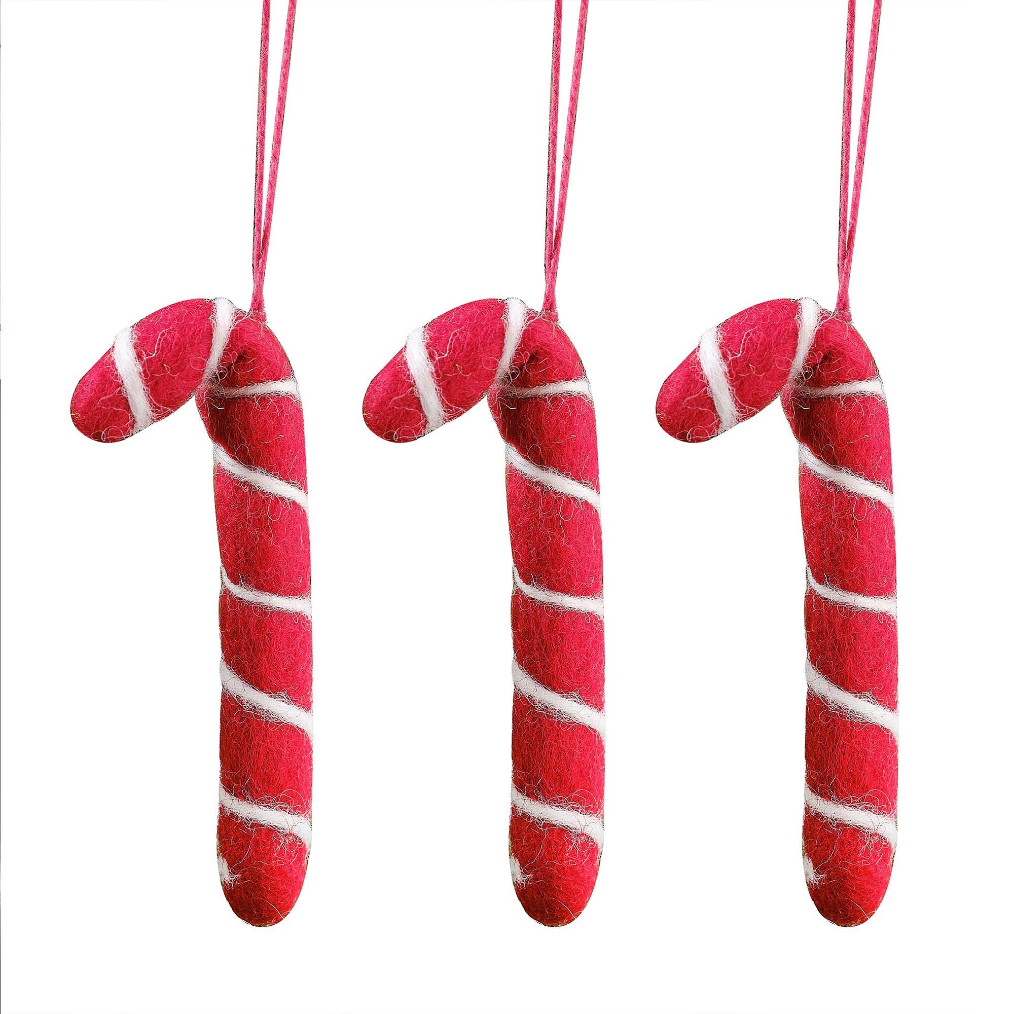 Merry Little Christmas Felt Candy Cane Decorations