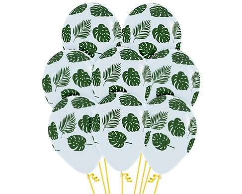 Sempertex 30cm Leaves Green on Crystal Clear Latex Balloons , 12PK