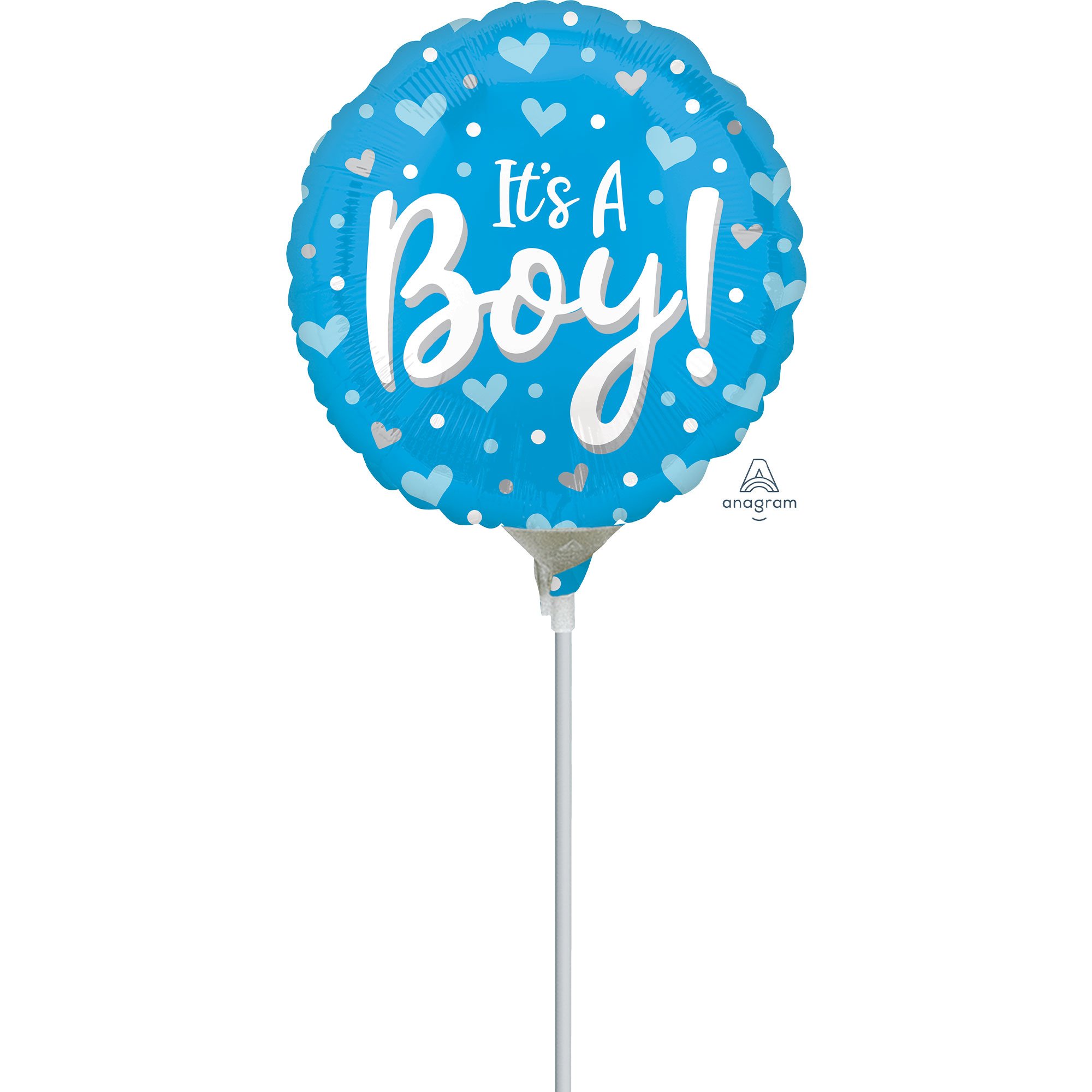 22cm Inflated It's A Boy Hearts & Dots A15