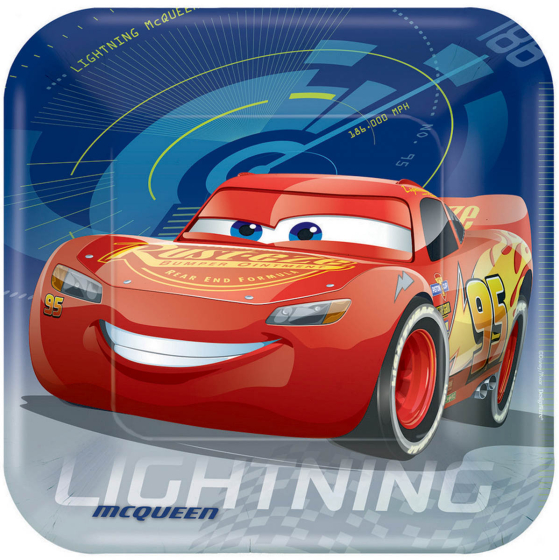 Cars 3 23cm Square Paper Plates
