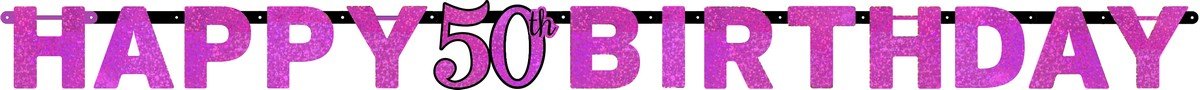 Pink Celebration 50 Prismatic Letter Banner
