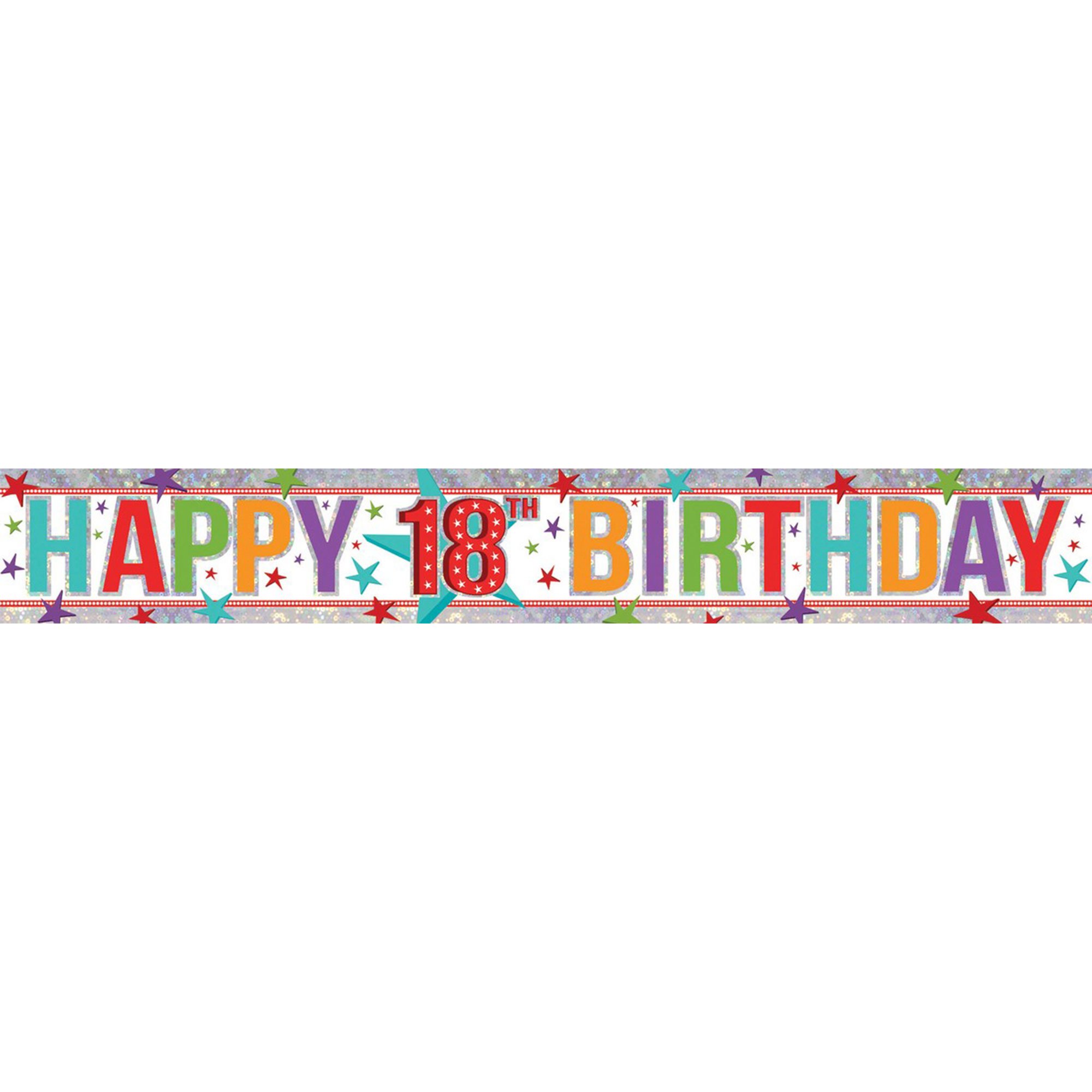 Banner Holographic Happy Birthday 18th Multi