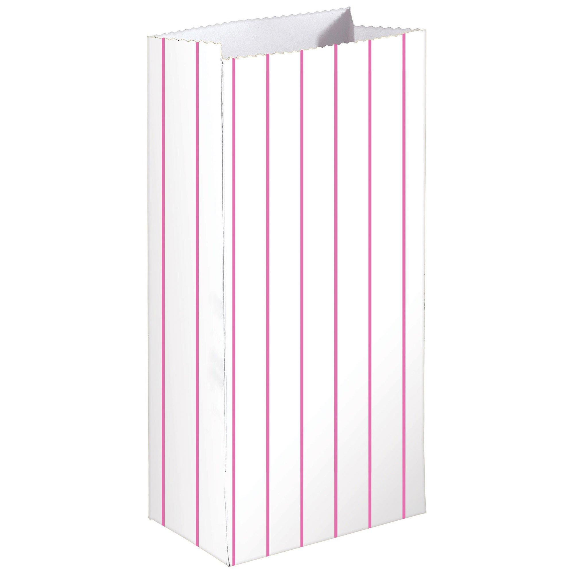 Stripe Paper Treat Bags Bright Pink