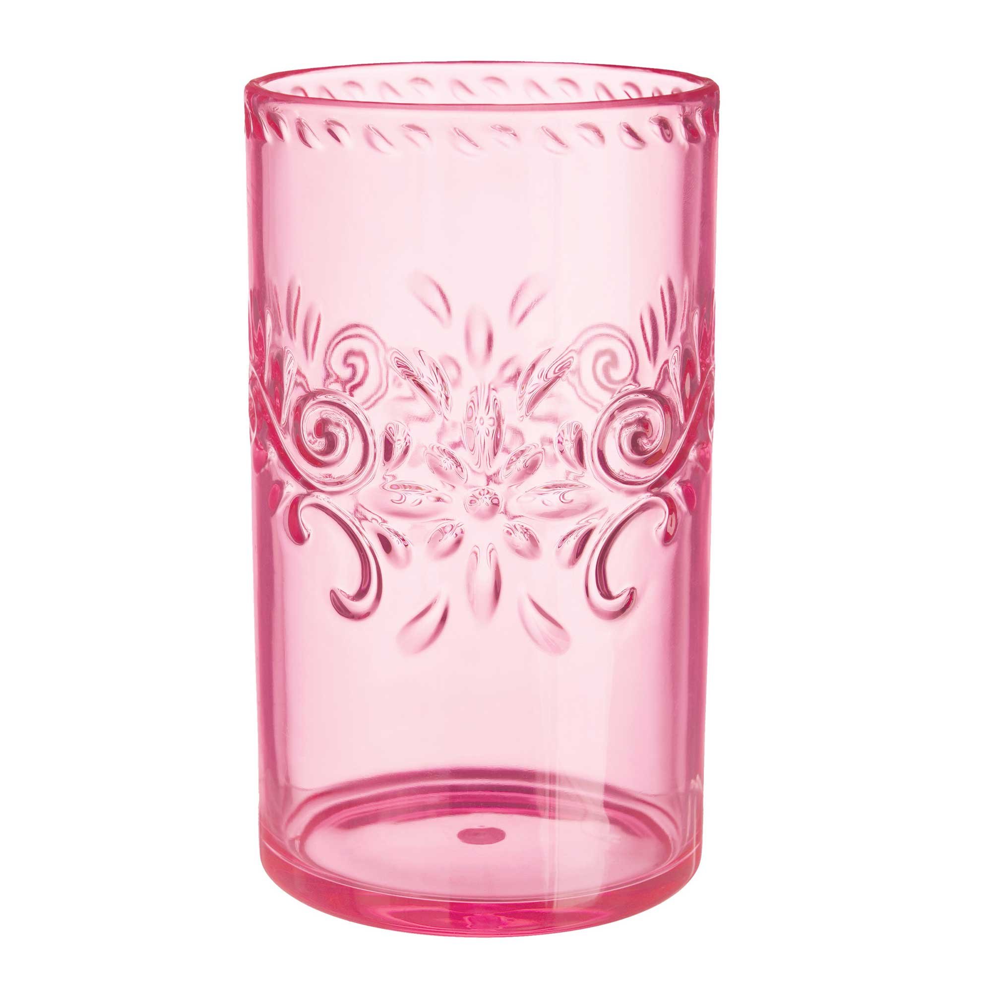 Premium Embossed Pink Floral Highball Tumbler