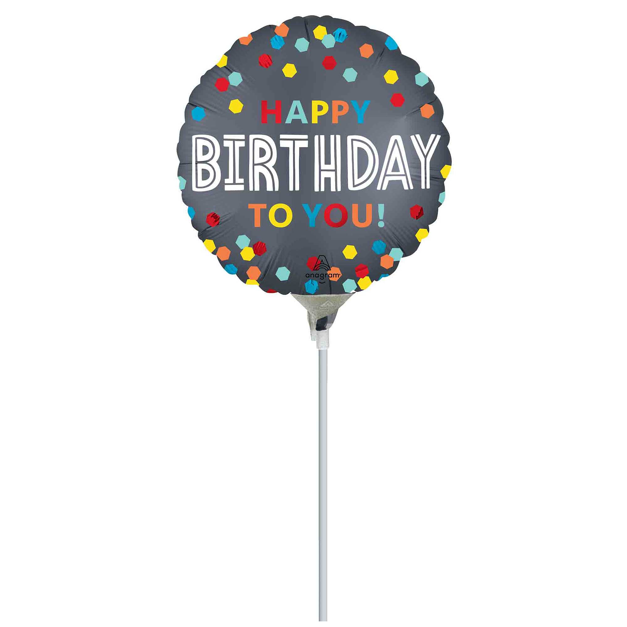22cm Inflated Satin Confetti Burst Birthday A15