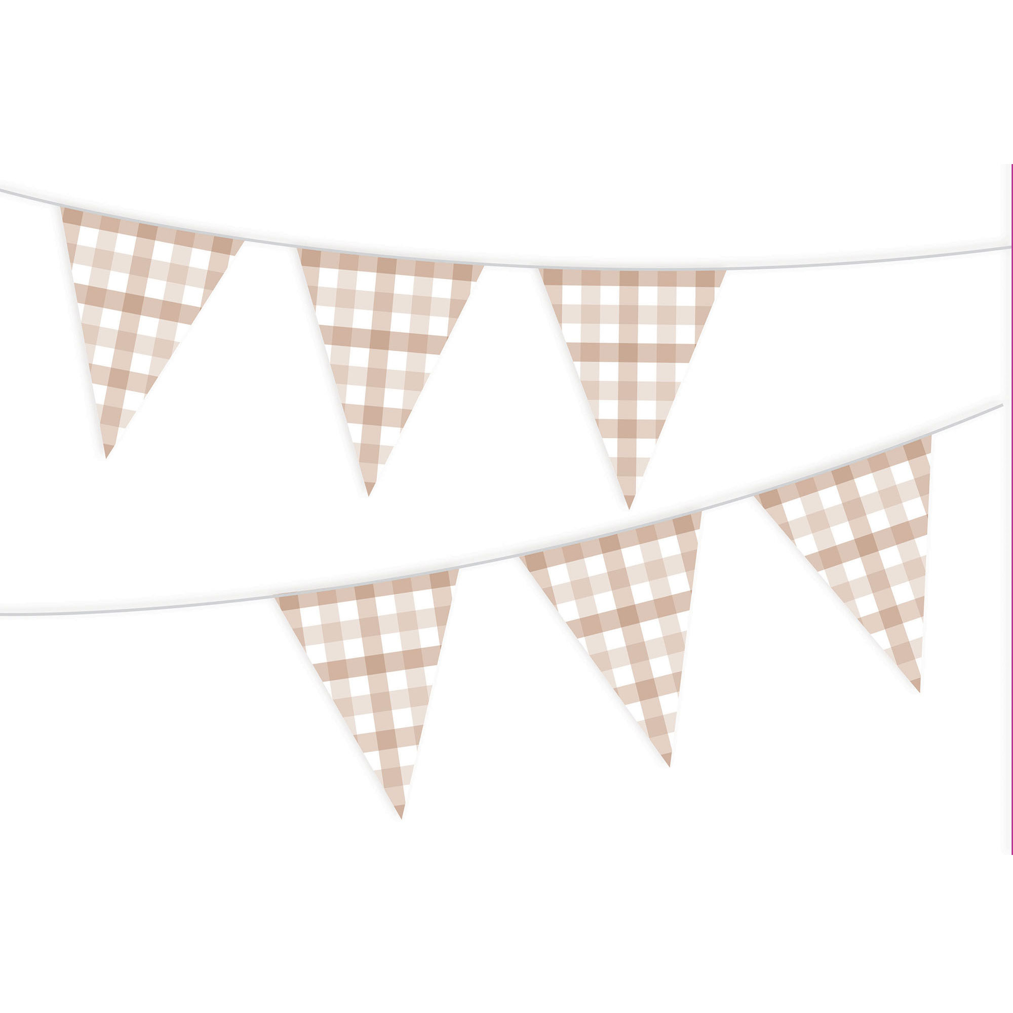 Gingham Paper Bunting White Sand