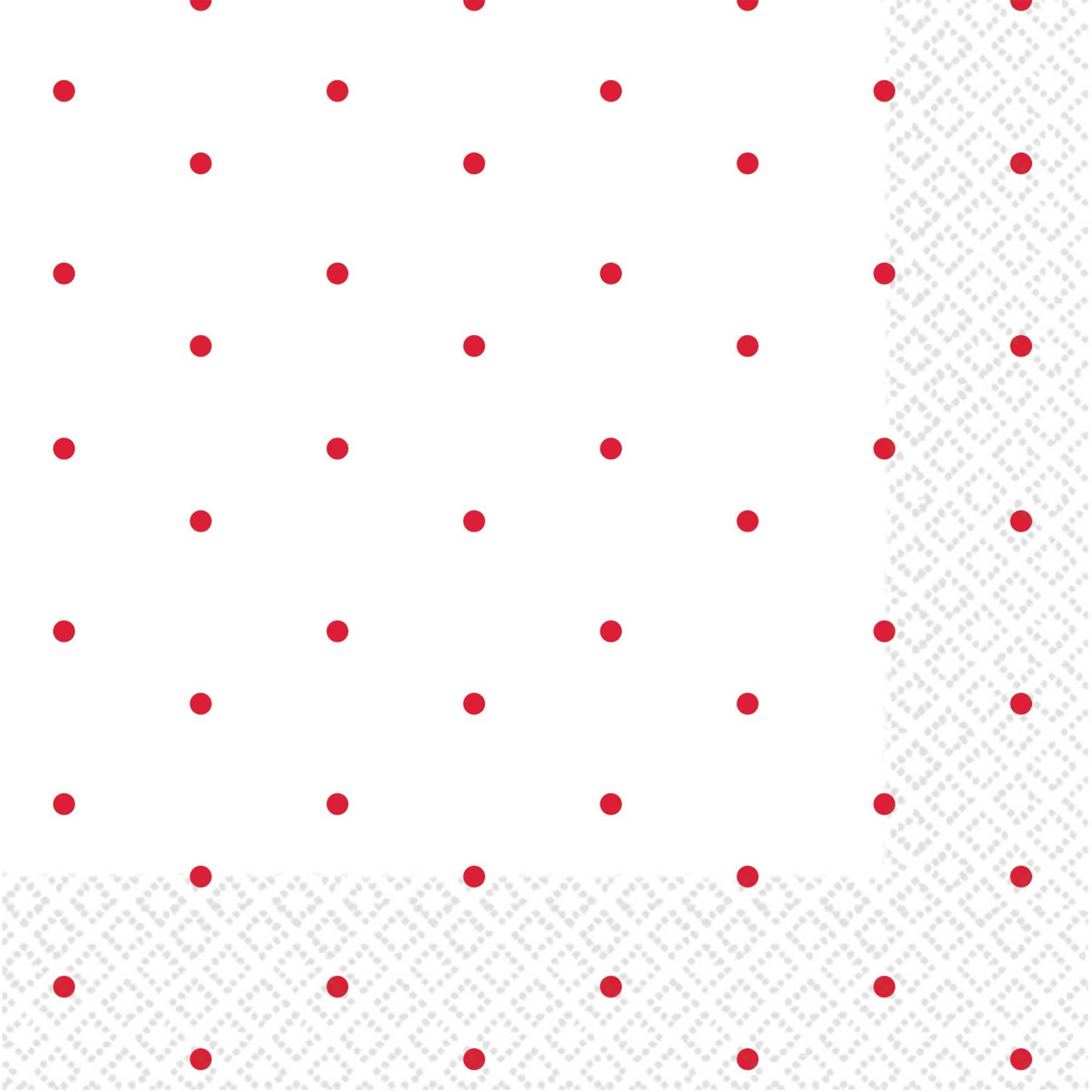 Dots Beverage Napkins 16 Pack 2 PLY -  Apple Red