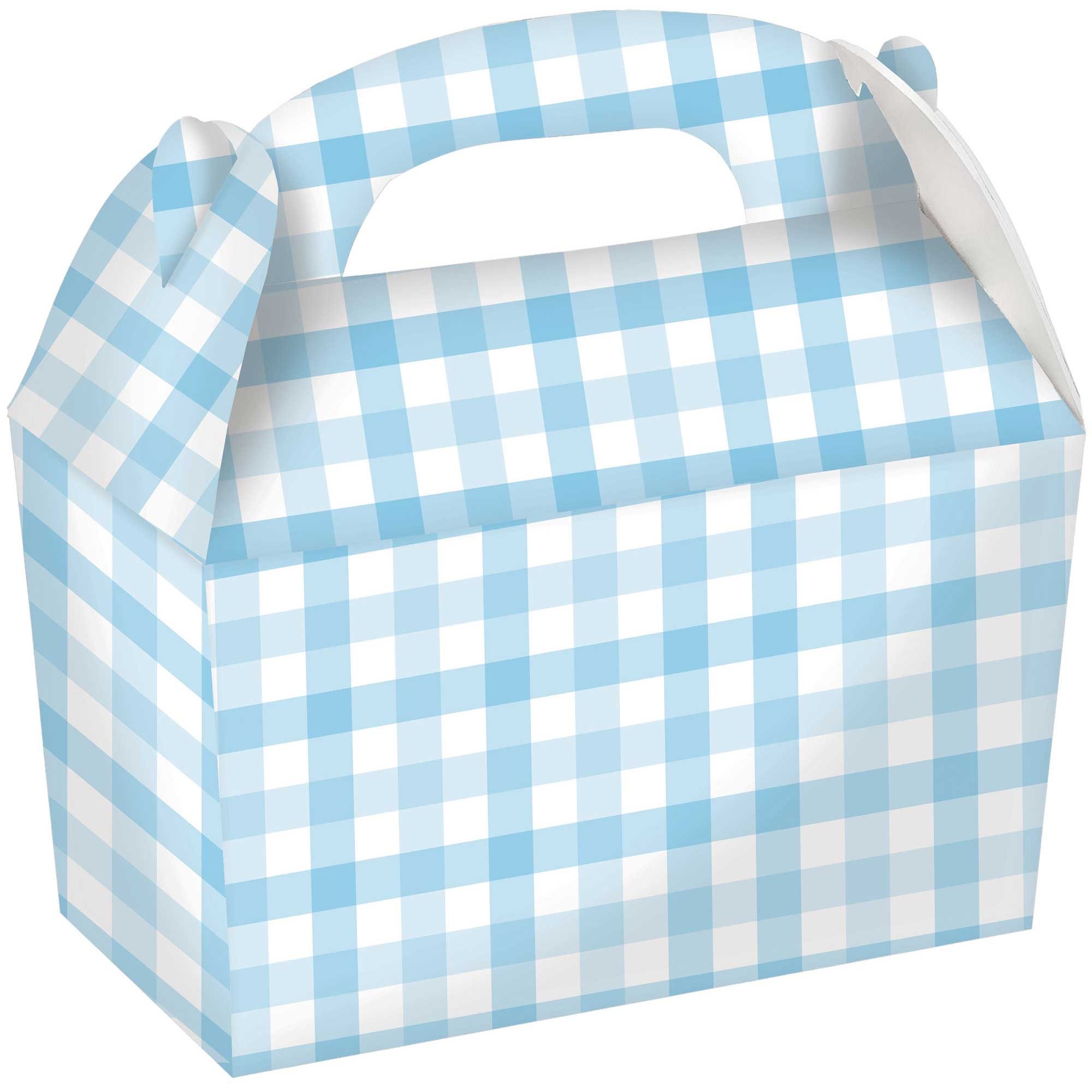 Gingham Paper Treat Box Pastel Blue