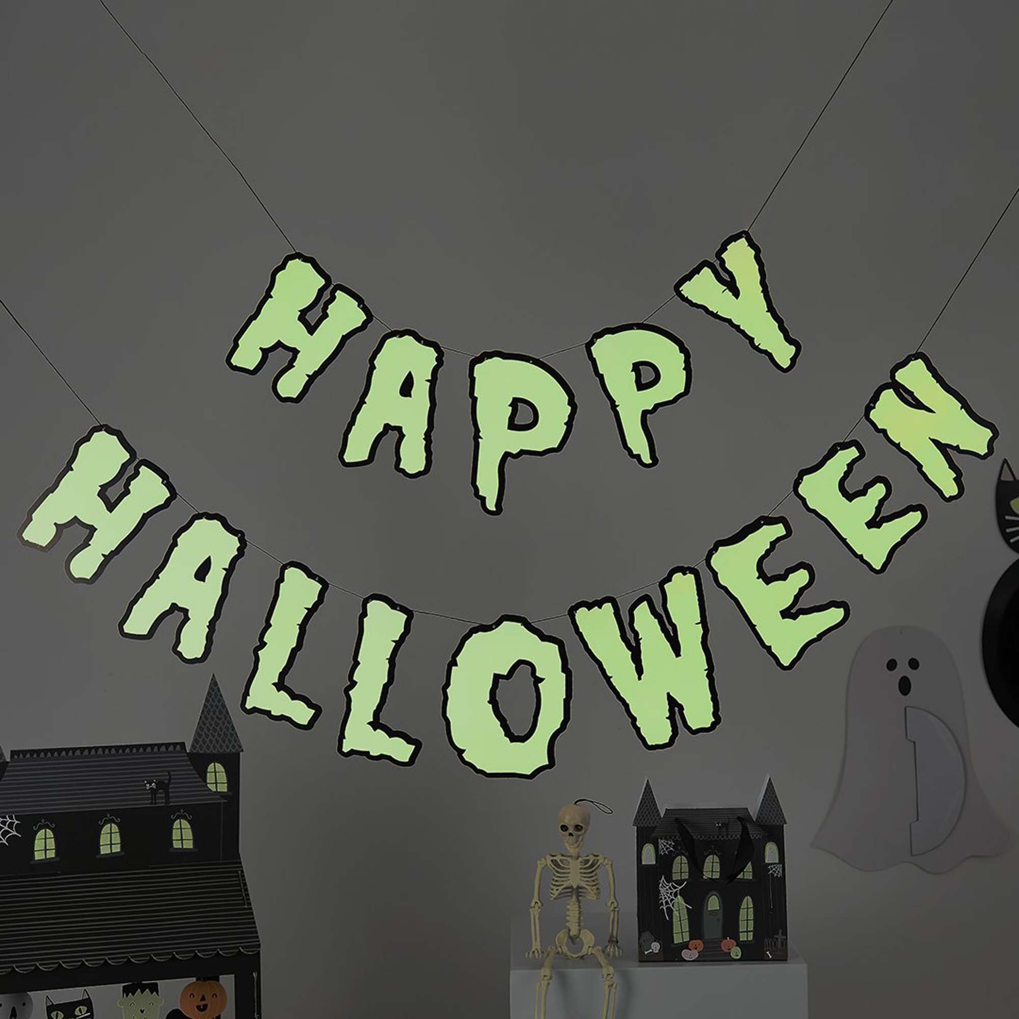Retro Halloween Glow in the Dark Banner