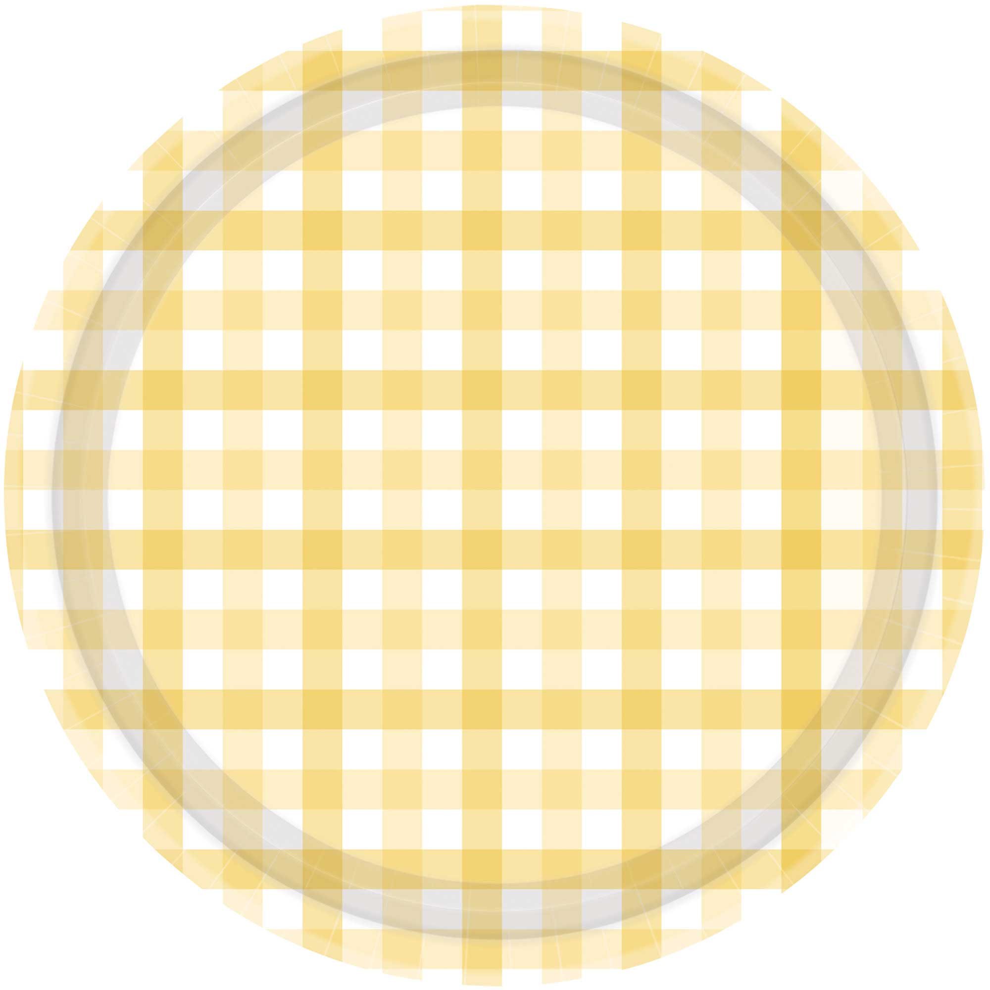 Gingham 23cm Paper Plate Pastel Yellow NPC 8Pk