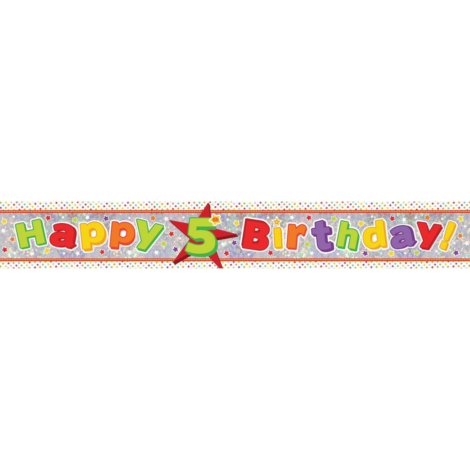 Banner Holographic Happy Birthday 5th Multi-Coloured