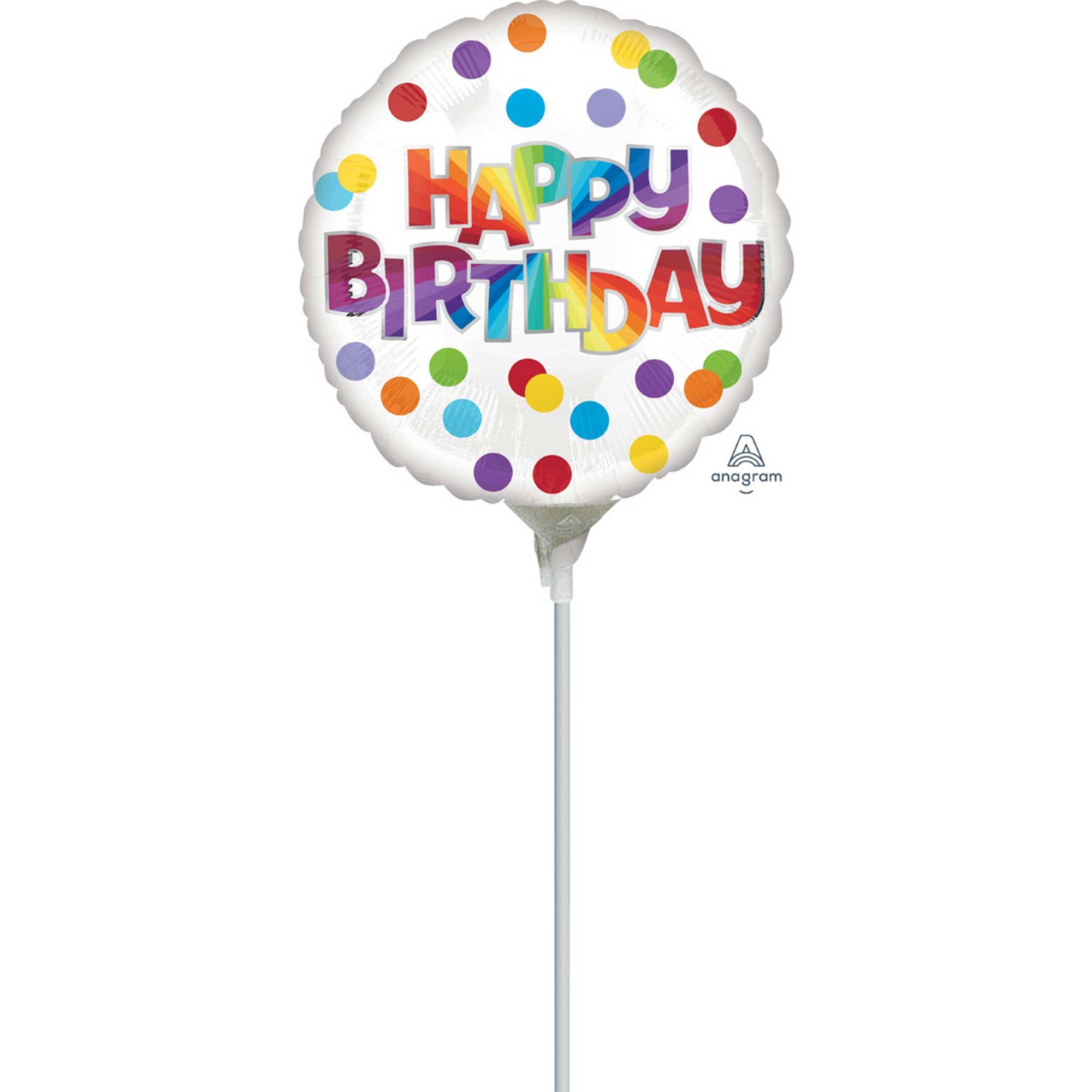 22cm Inflated Happy Birthday Dots of Colour A15