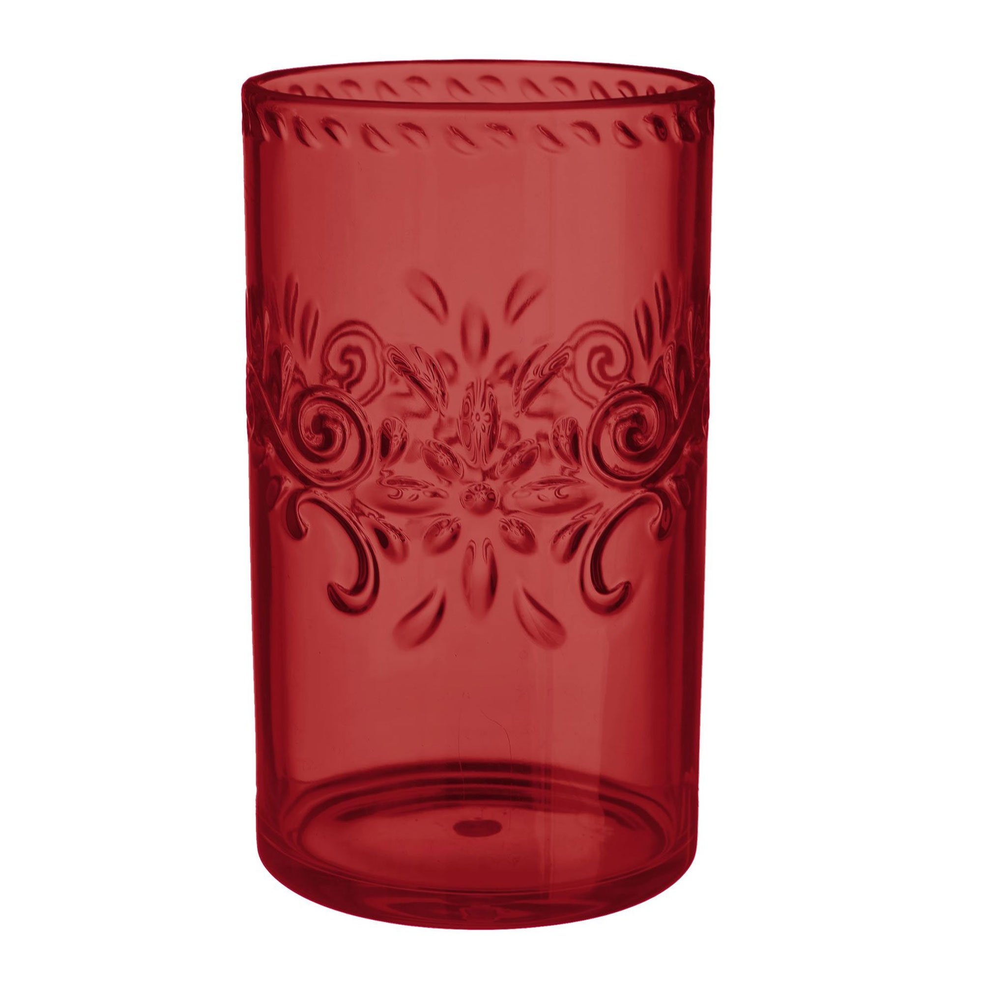 Premium Embossed Dark Red Floral Highball Tumbler