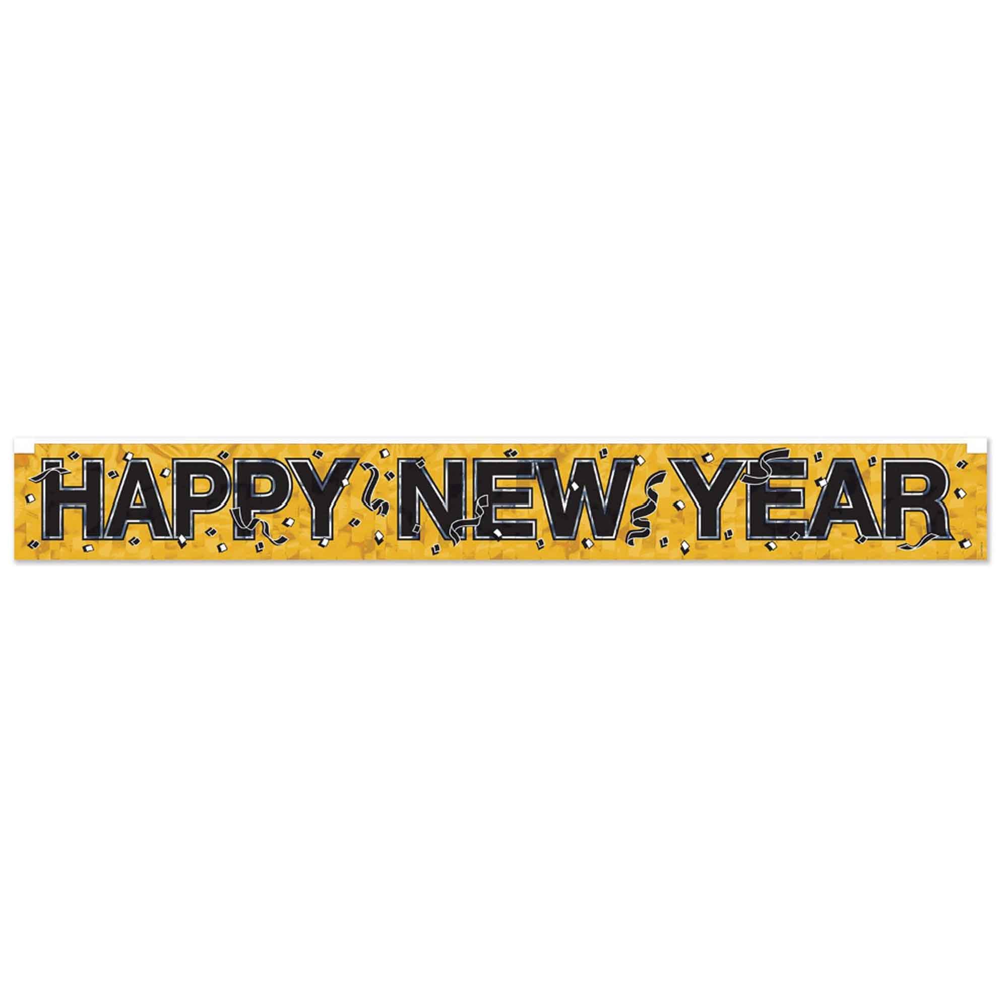 Beistle Metallic Happy New Year Fringe Banner Gold