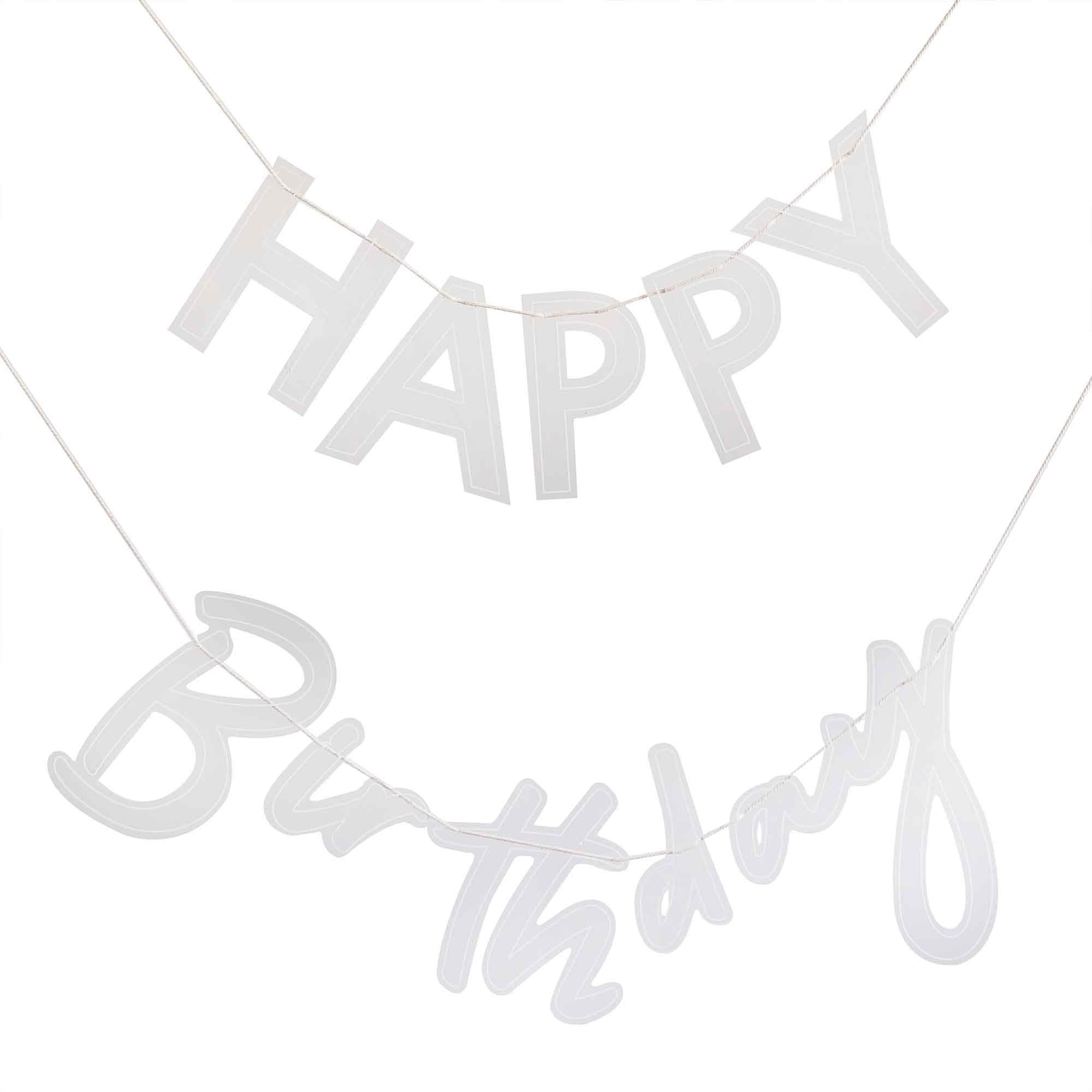 Mix It Up Bunting Happy Birthday Clear & White print Acrylic