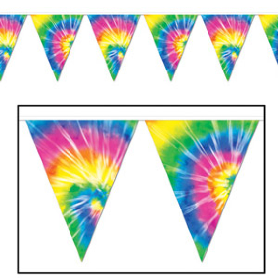 Beistle Pennant Flag Banner Tie-Dyed