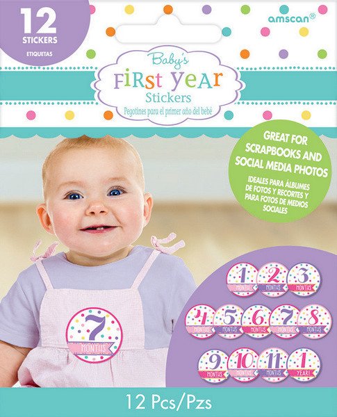 Baby Shower Stickers Month by Month Girl