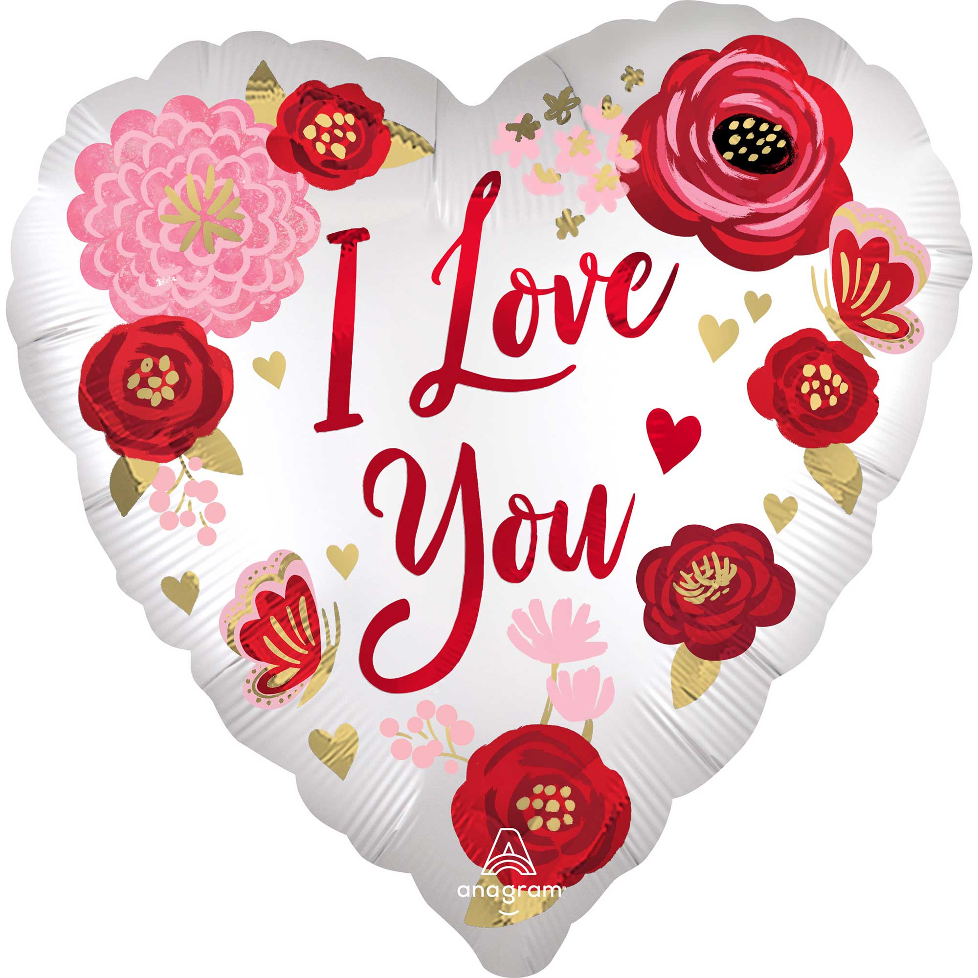 45cm Standard XL I Love You Satin Flowers S40